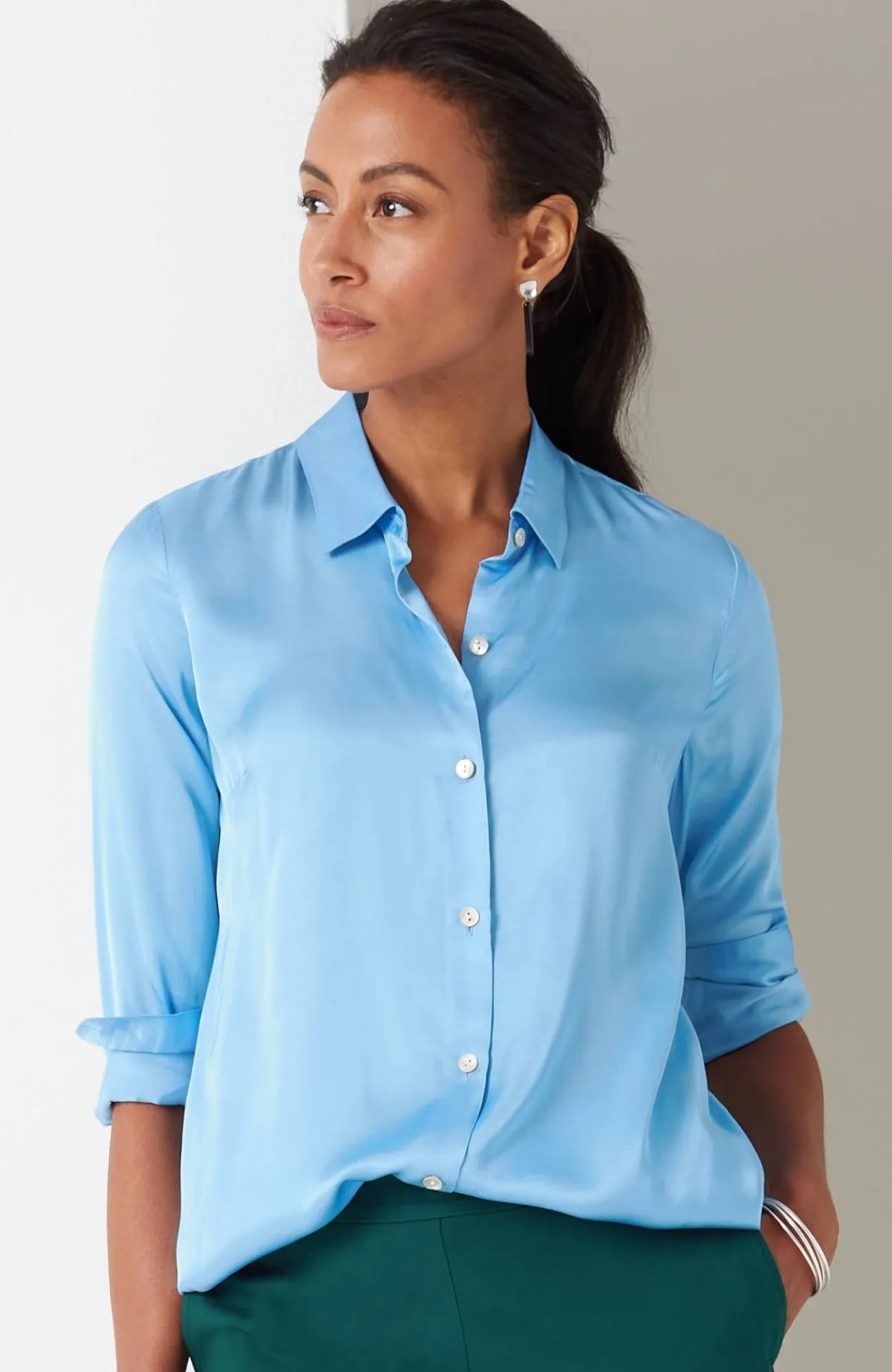 J.Jill Satin Button-Front Shirt Best Sale
