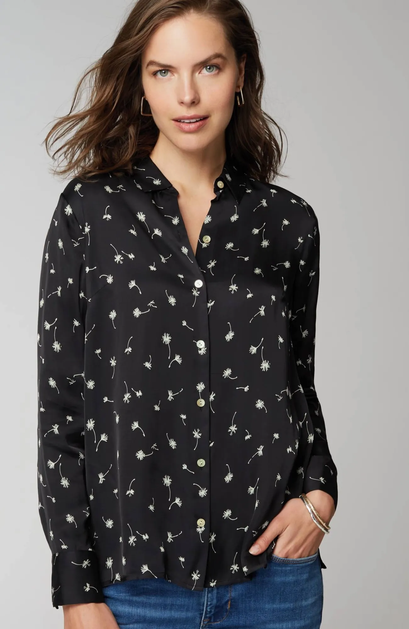 J.Jill Satin Button-Front Shirt Best Sale