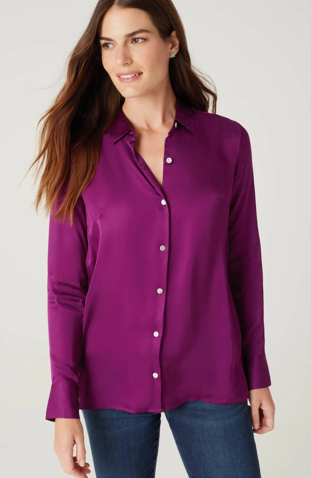 J.Jill Satin Button-Front Shirt Best Sale