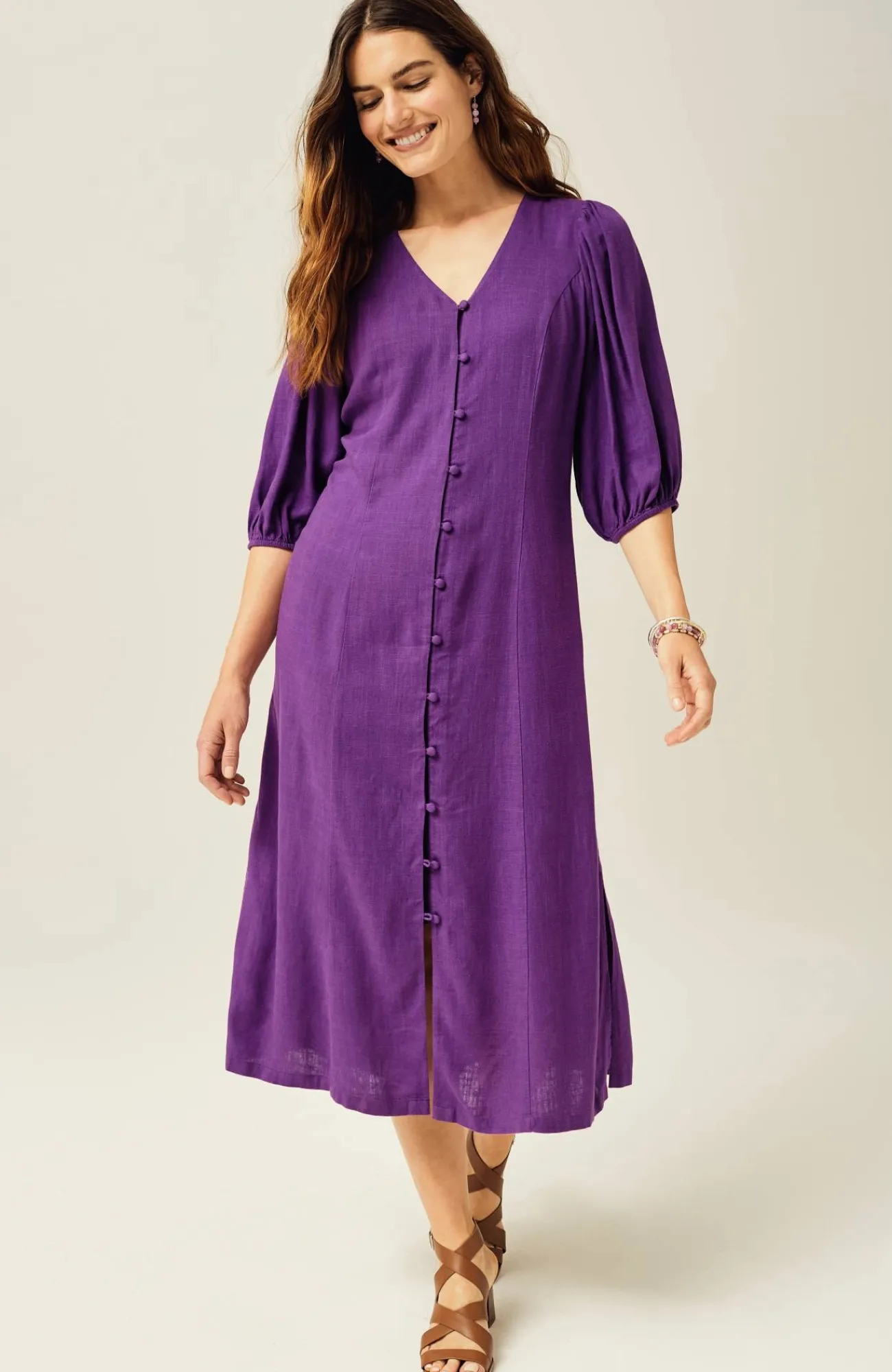 J.Jill Seamed Button-Front Midi Dress Gem Shop