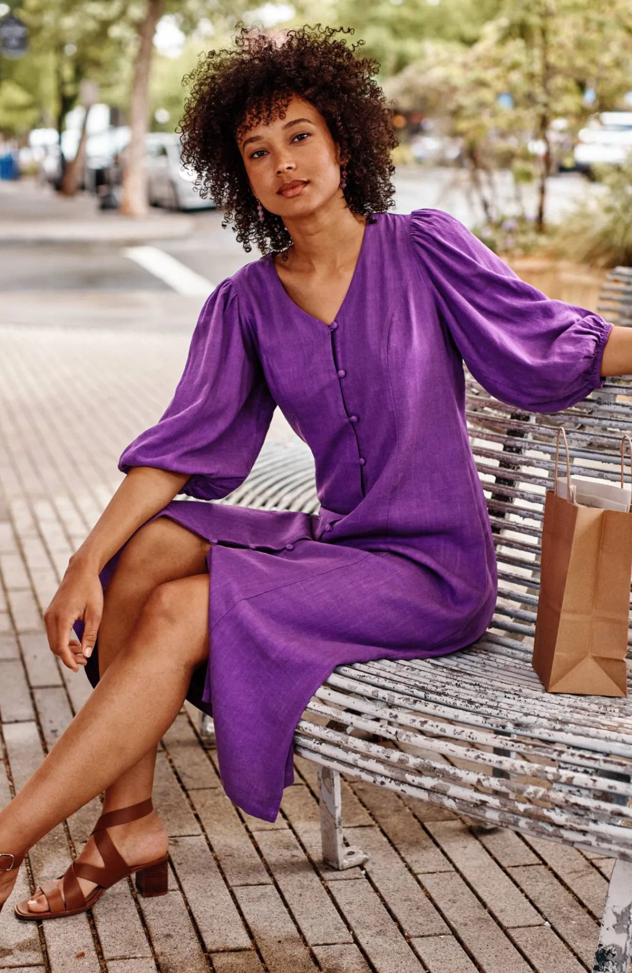 J.Jill Seamed Button-Front Midi Dress Gem Shop
