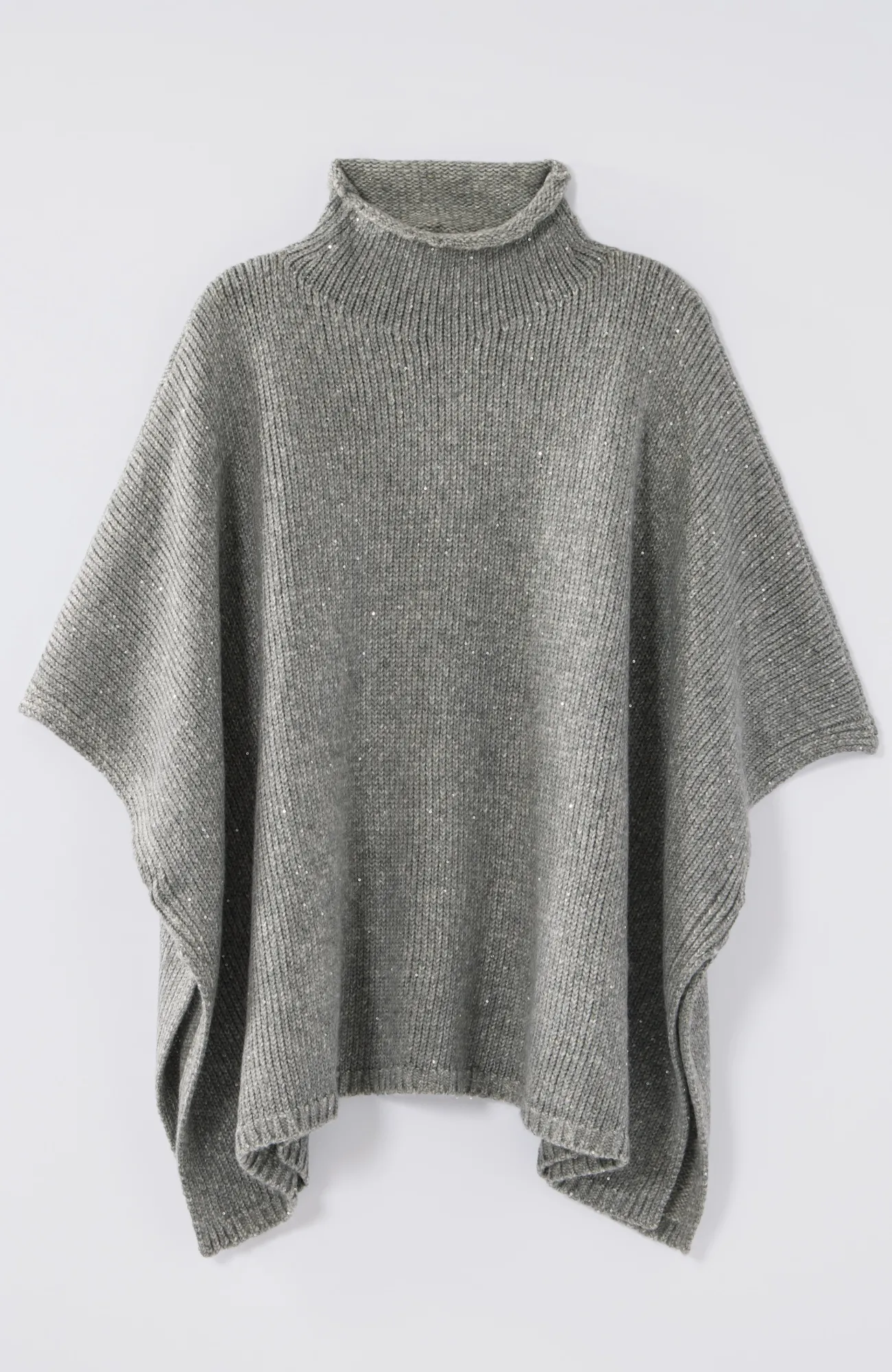 J.Jill Sequin Sweater-Knit Poncho Dark Grey Heather Cheap