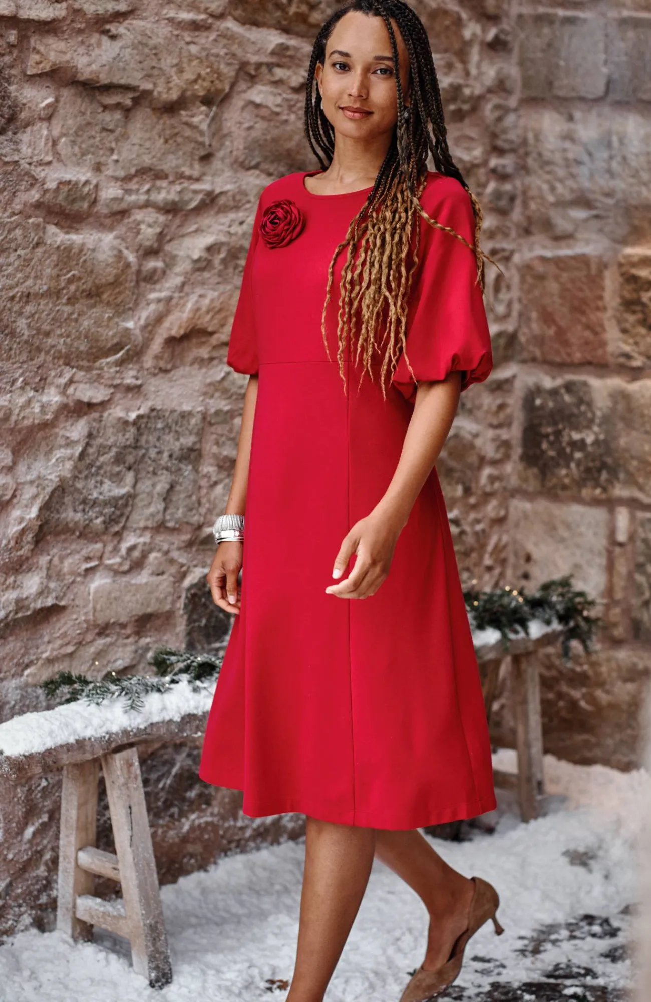J.Jill Simple Elegance Dress Cherry Red Cheap