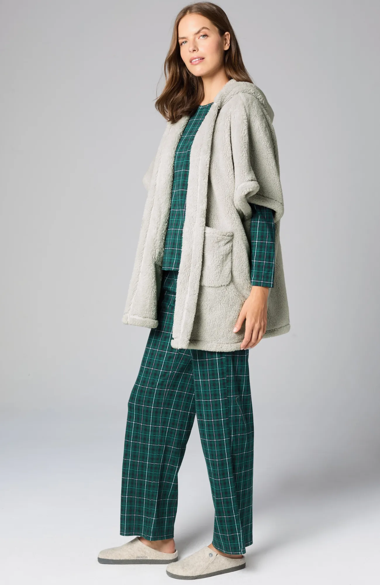 J.Jill Sleep Cozy Hooded Shawl Zinc Outlet