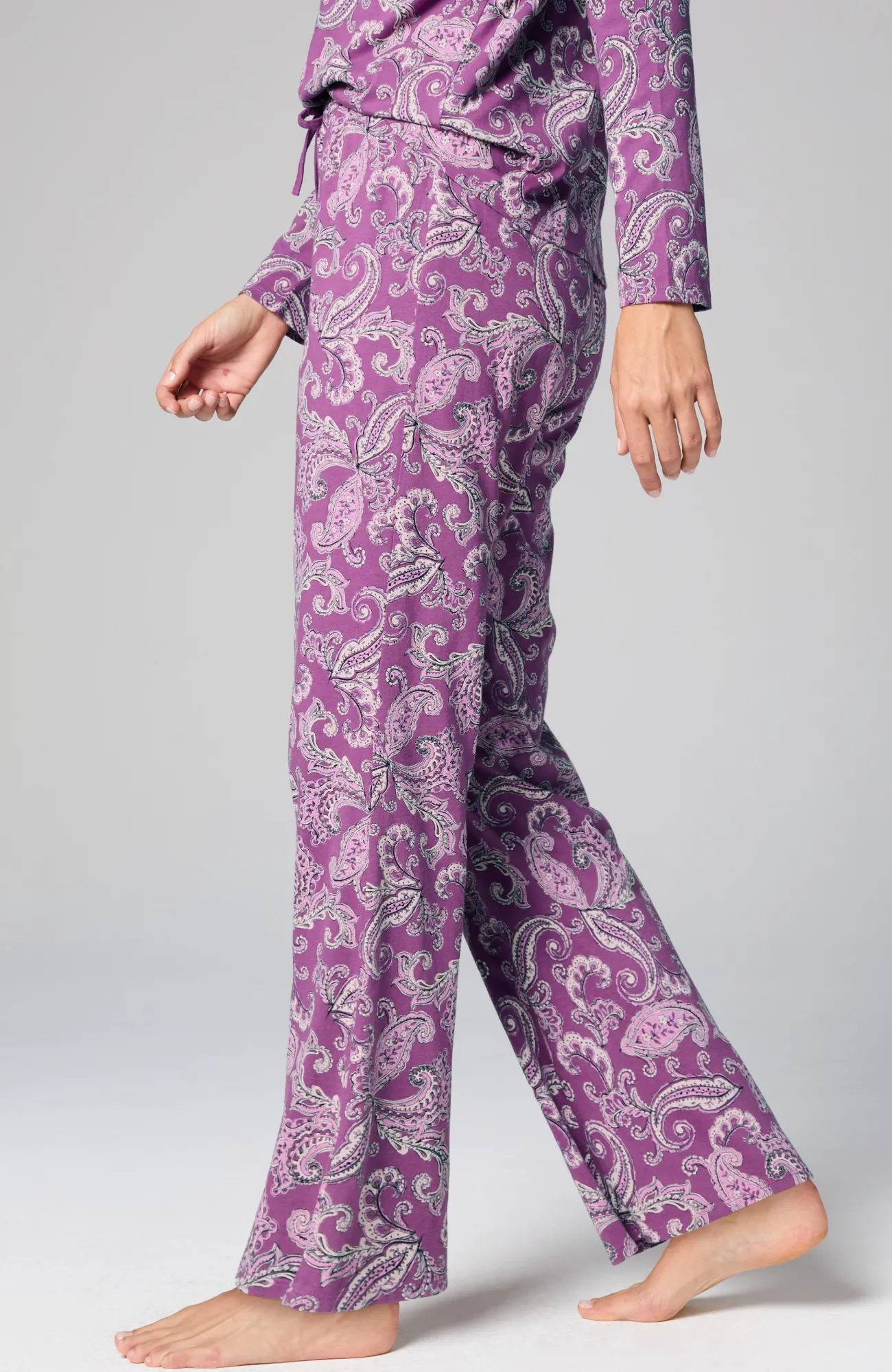 J.Jill Sleep Ultrasoft Flare-Leg Pants Berry Blush Tonal Paisley Cheap