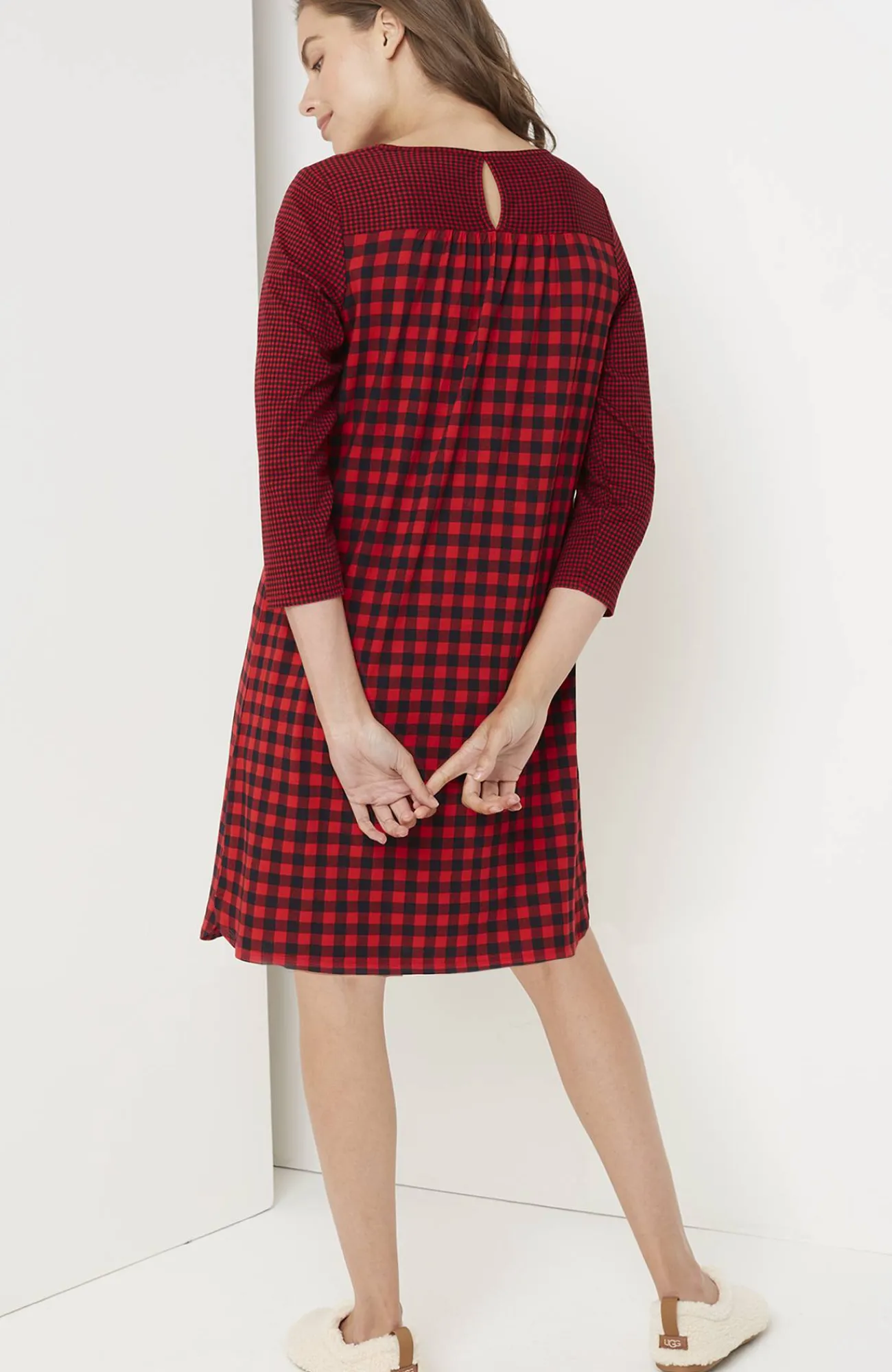 J.Jill Sleep Ultrasoft Keyhole Gown Scarlet Reindeer Forest Clearance