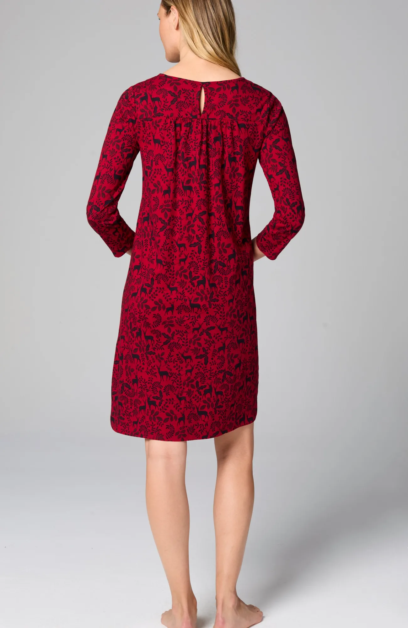 J.Jill Sleep Ultrasoft Keyhole Gown Scarlet Reindeer Forest Clearance