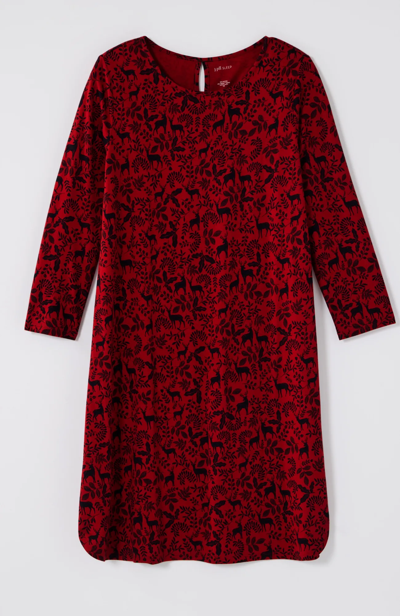J.Jill Sleep Ultrasoft Keyhole Gown Scarlet Reindeer Forest Clearance