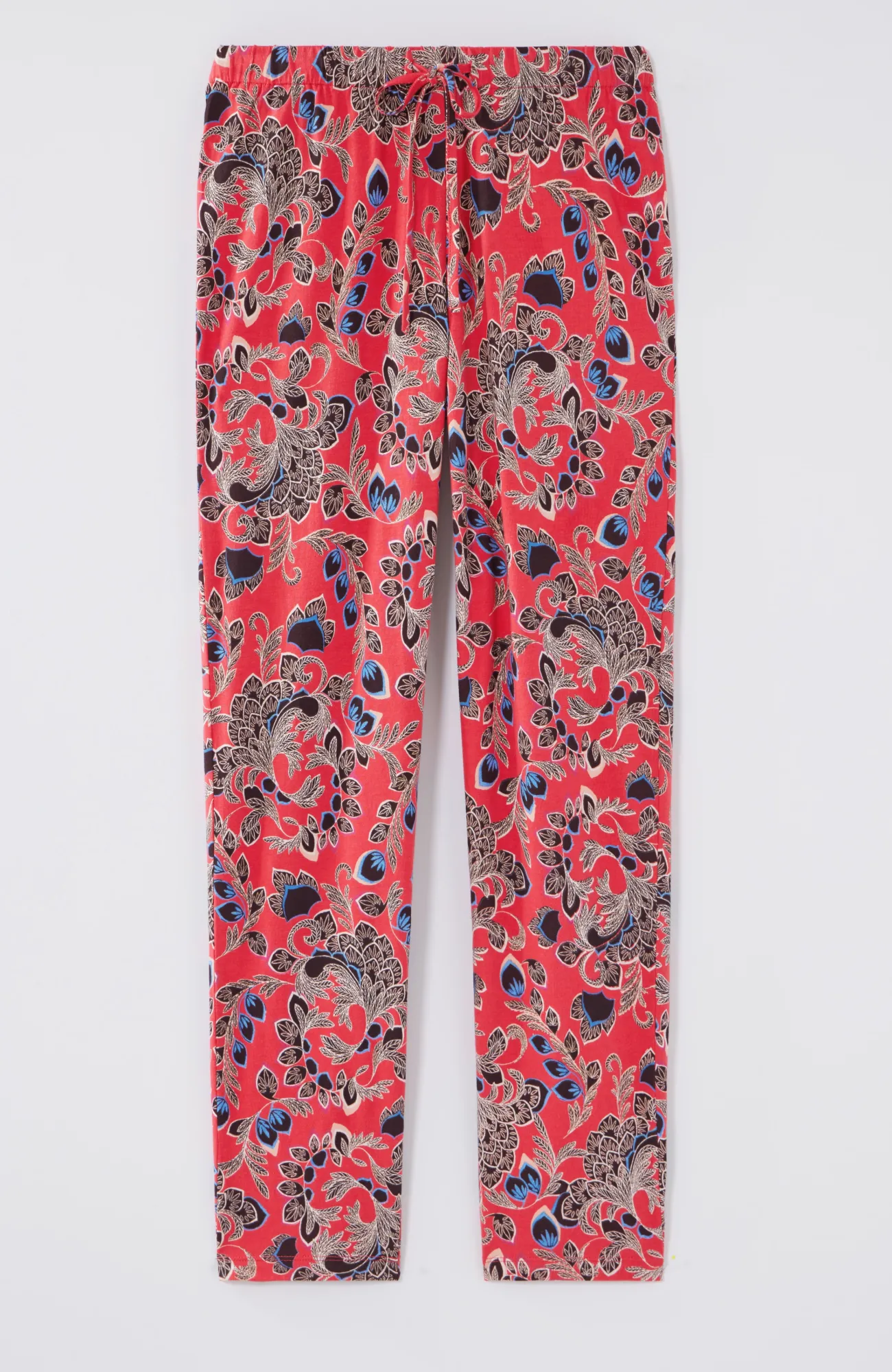 J.Jill Sleep Ultrasoft Slim-Leg Ankle Pants Soft Red Feathery Floral Best
