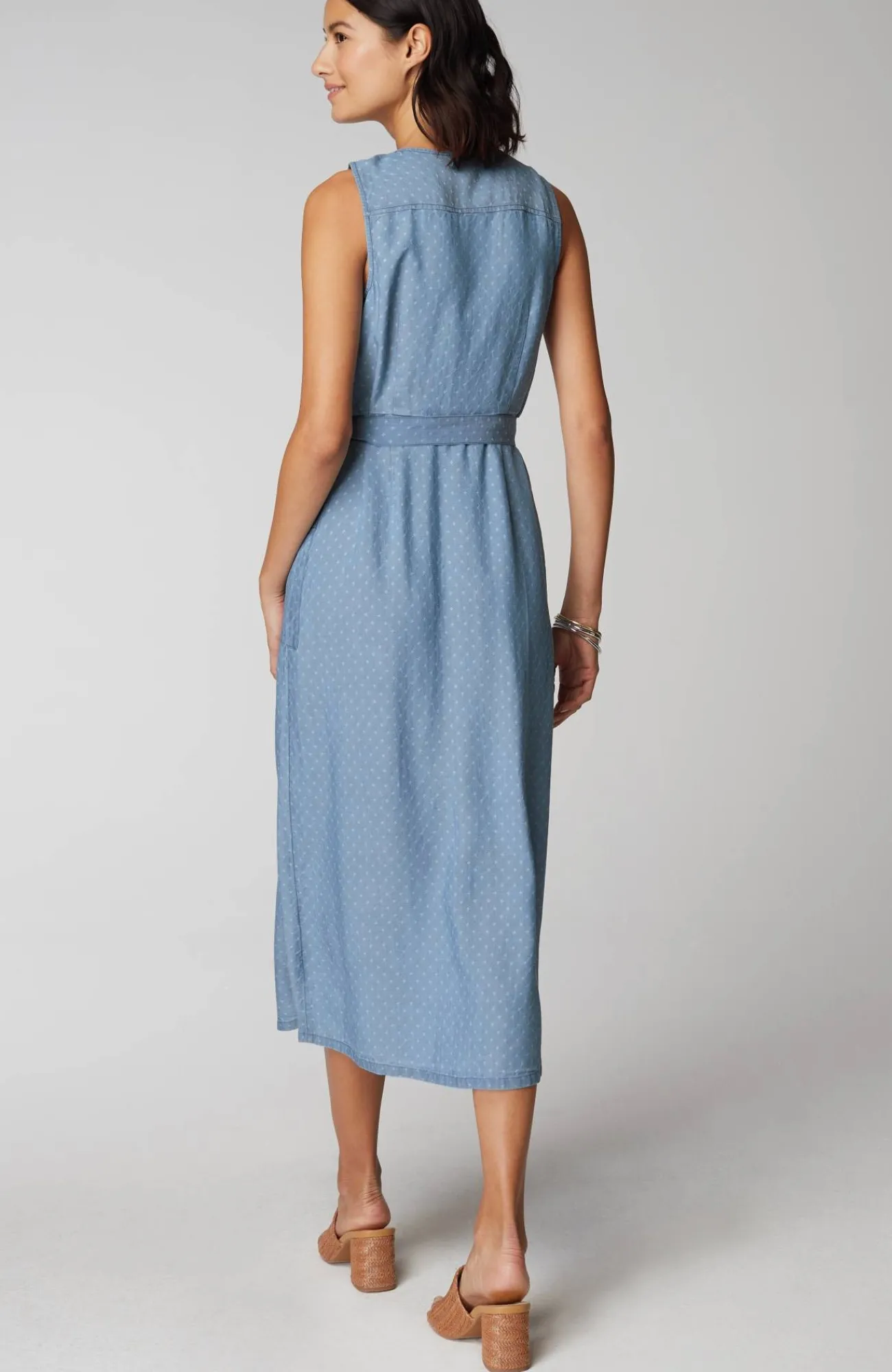 J.Jill Sleeveless Button-Front Dress Blue Dunes Wash Sale