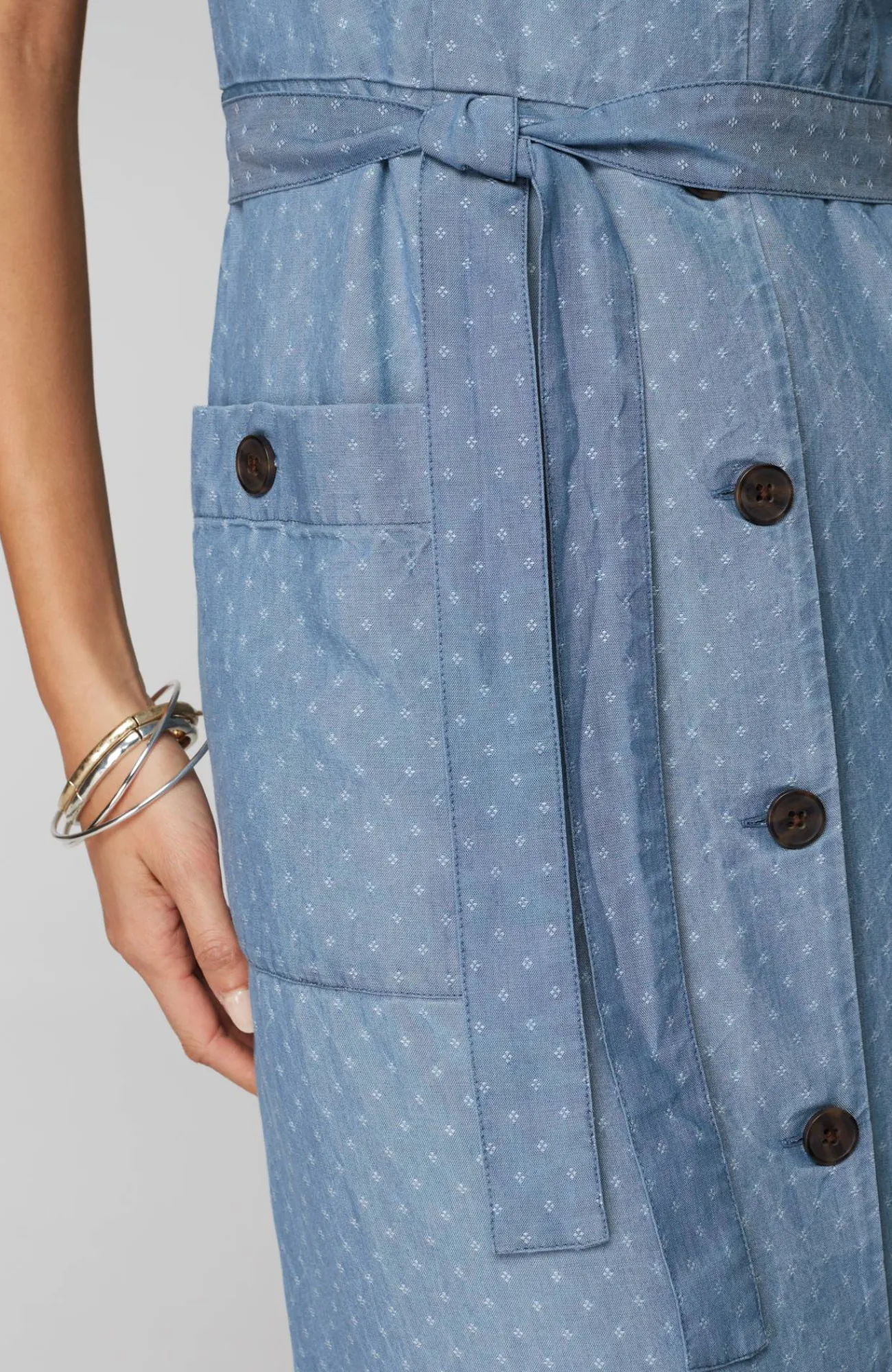 J.Jill Sleeveless Button-Front Dress Blue Dunes Wash Sale