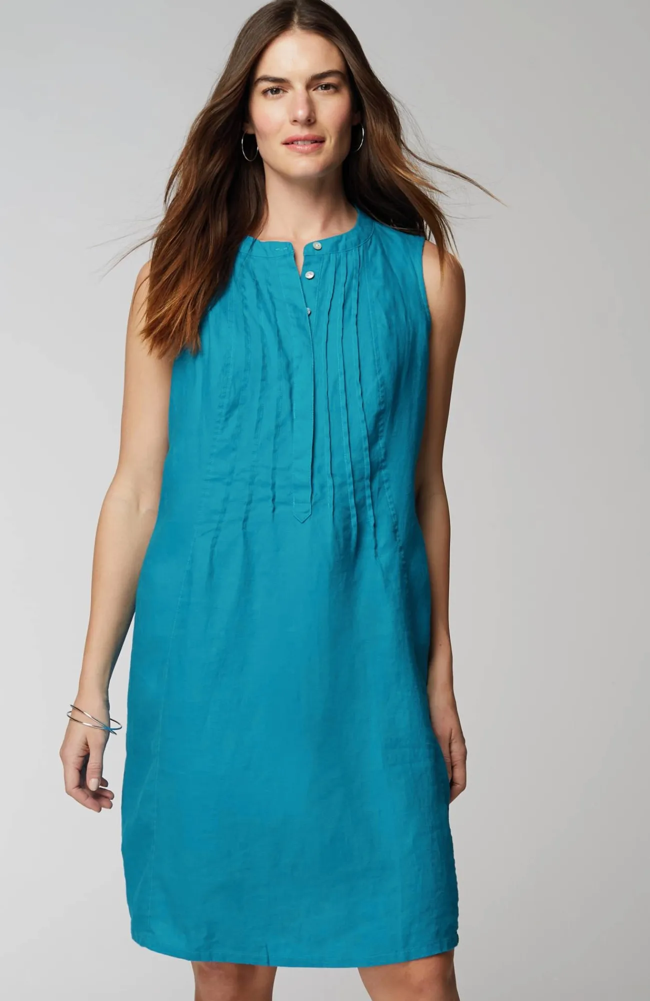 J.Jill Sleeveless Linen Pintucked Dress Online