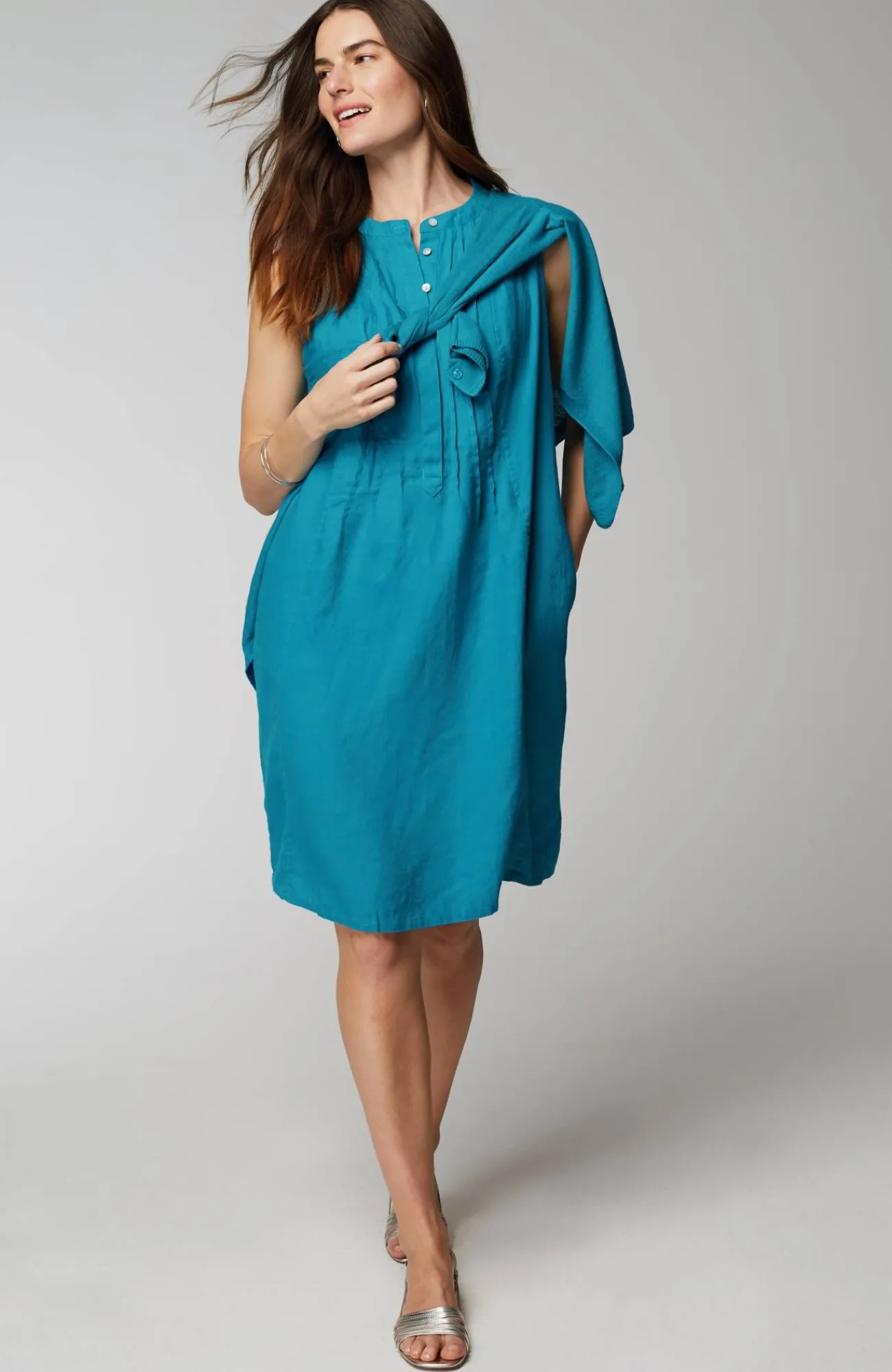 J.Jill Sleeveless Linen Pintucked Dress Online