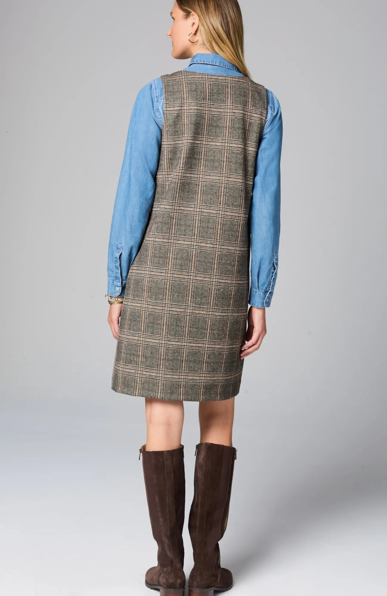 J.Jill Sleeveless Plaid Dress Black Multi Store