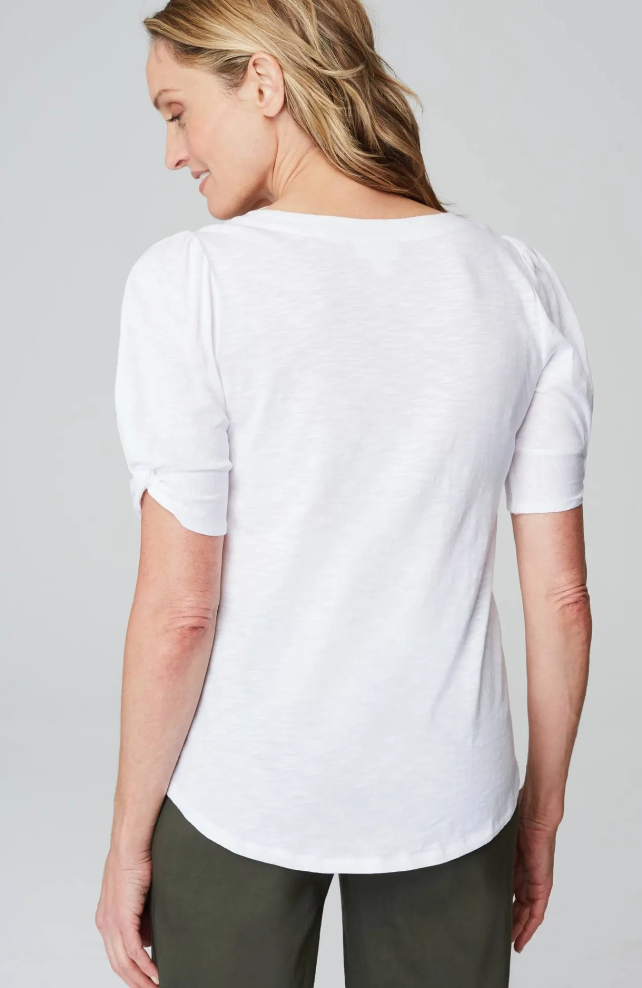 J.Jill Slub-Knit Twist-Sleeve Tee New