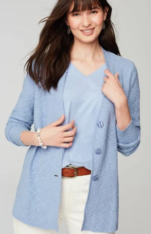 J.Jill Slub-Textured Button-Front Cardi Fashion