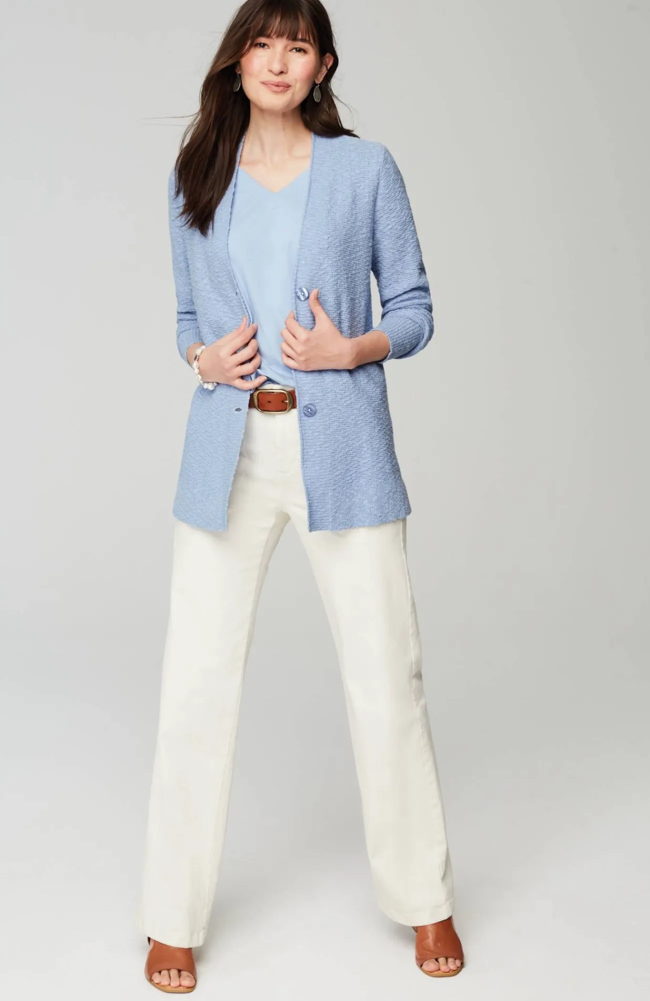 J.Jill Slub-Textured Button-Front Cardi Fashion