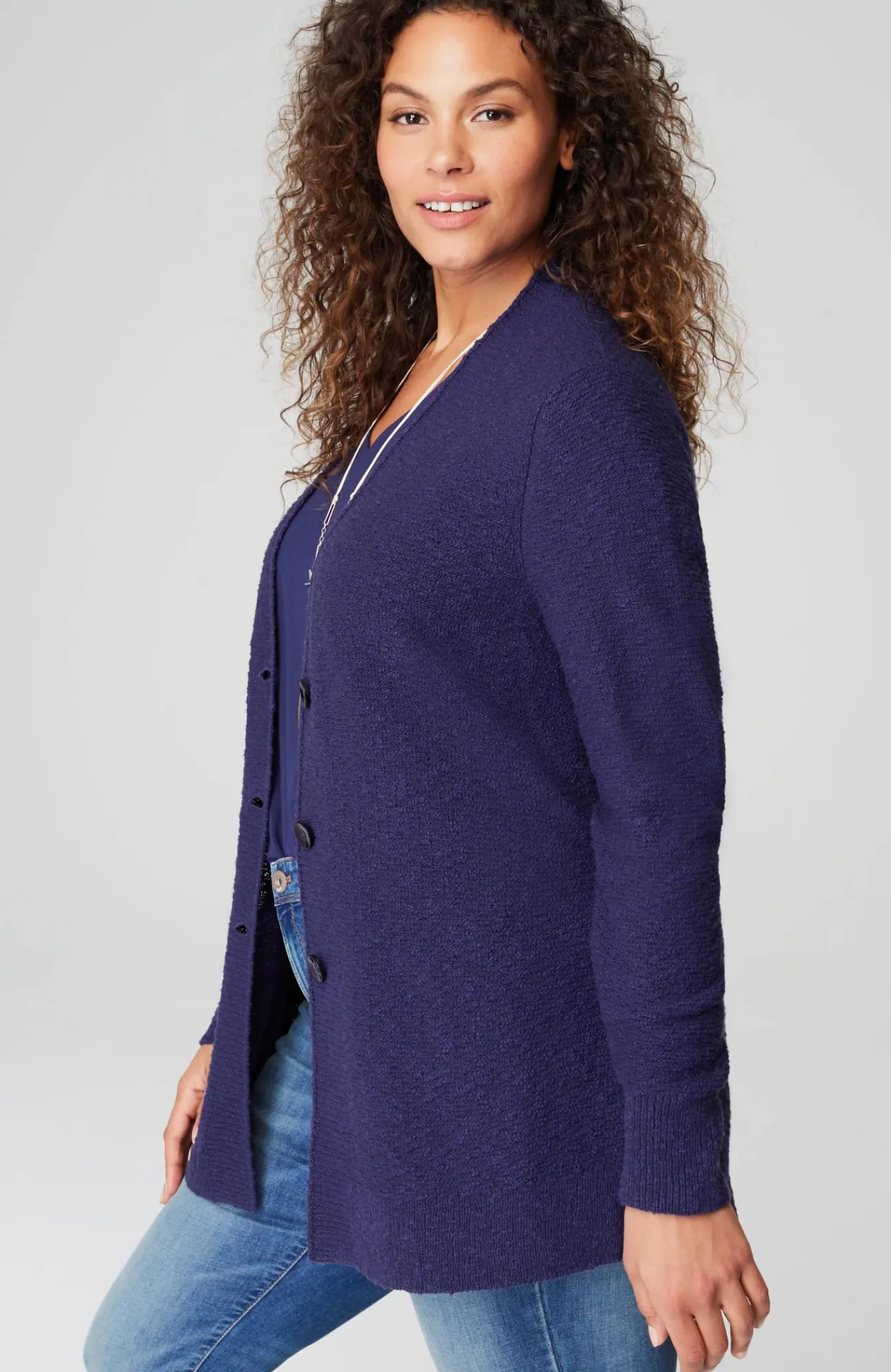 J.Jill Slub-Textured Button-Front Cardi Fashion