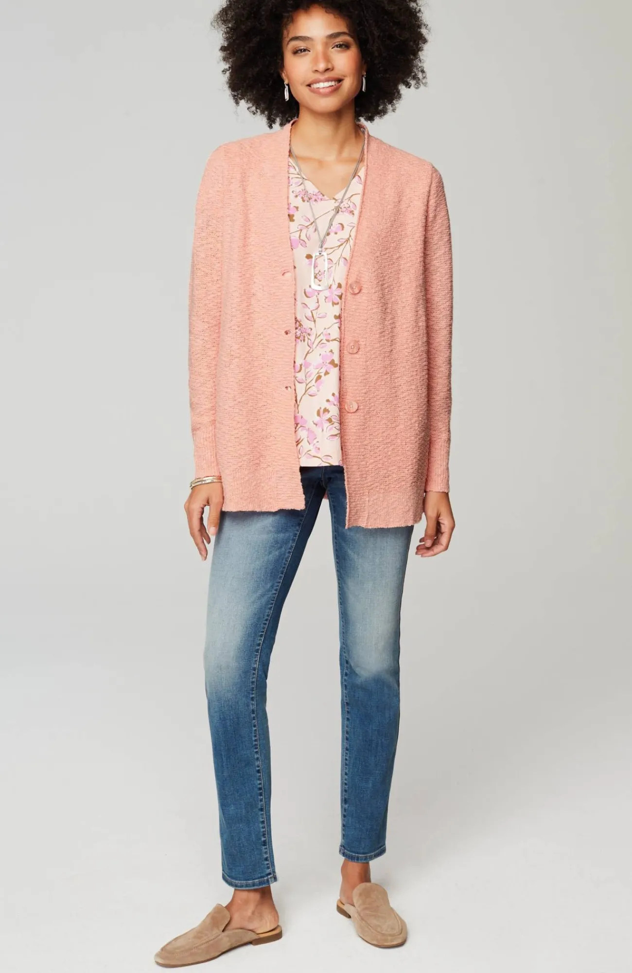 J.Jill Slub-Textured Button-Front Cardi Fashion
