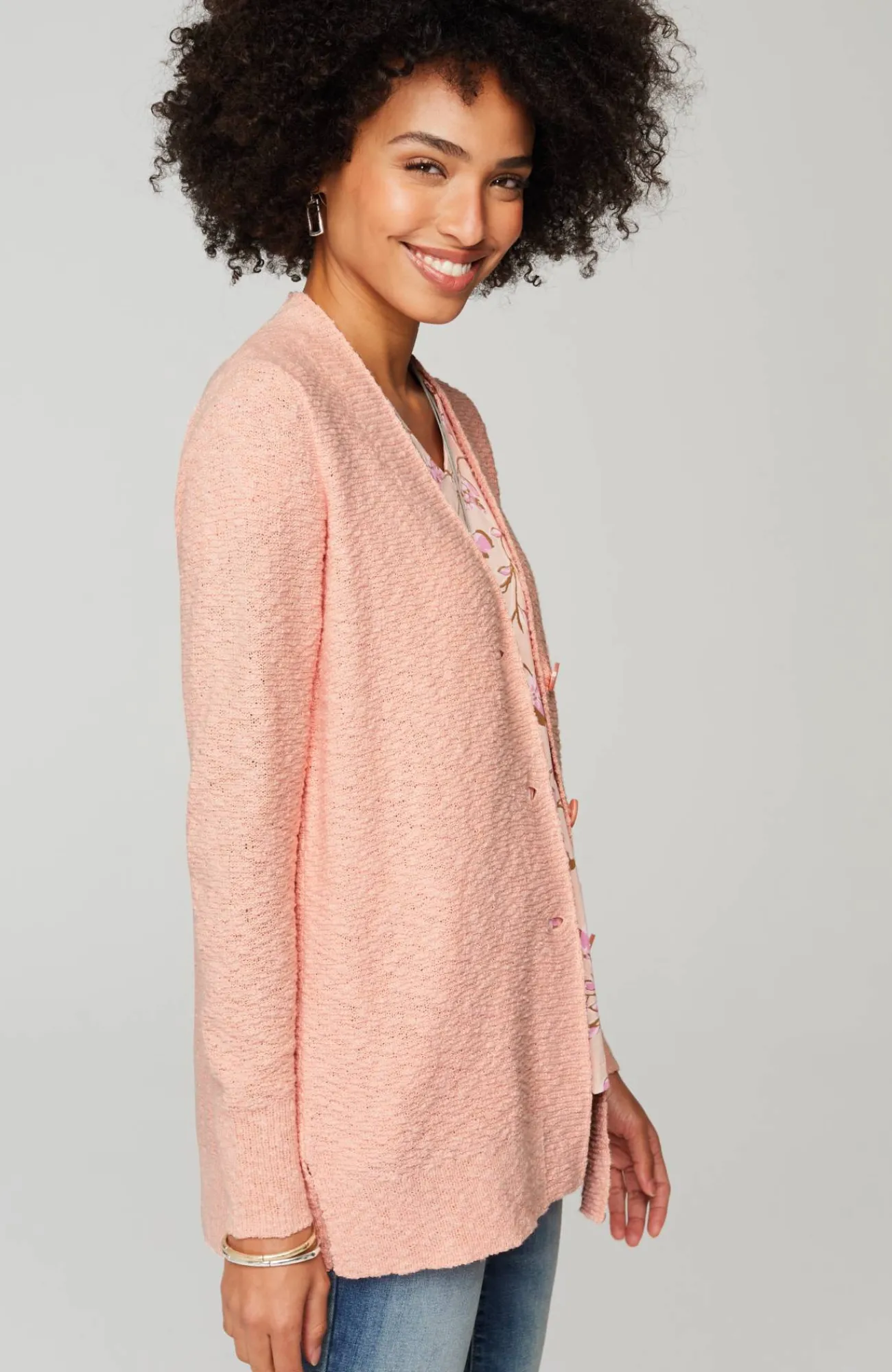 J.Jill Slub-Textured Button-Front Cardi Fashion