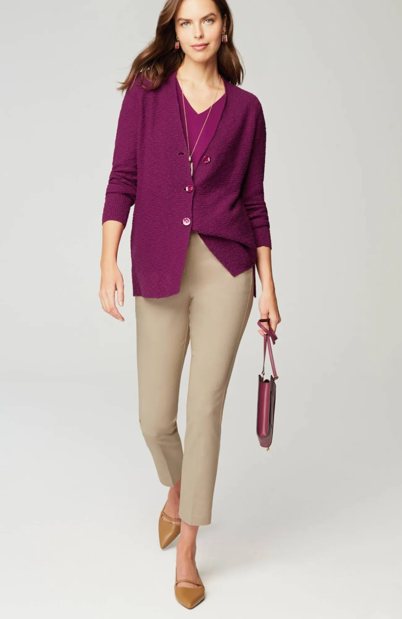J.Jill Slub-Textured Button-Front Cardi Fashion