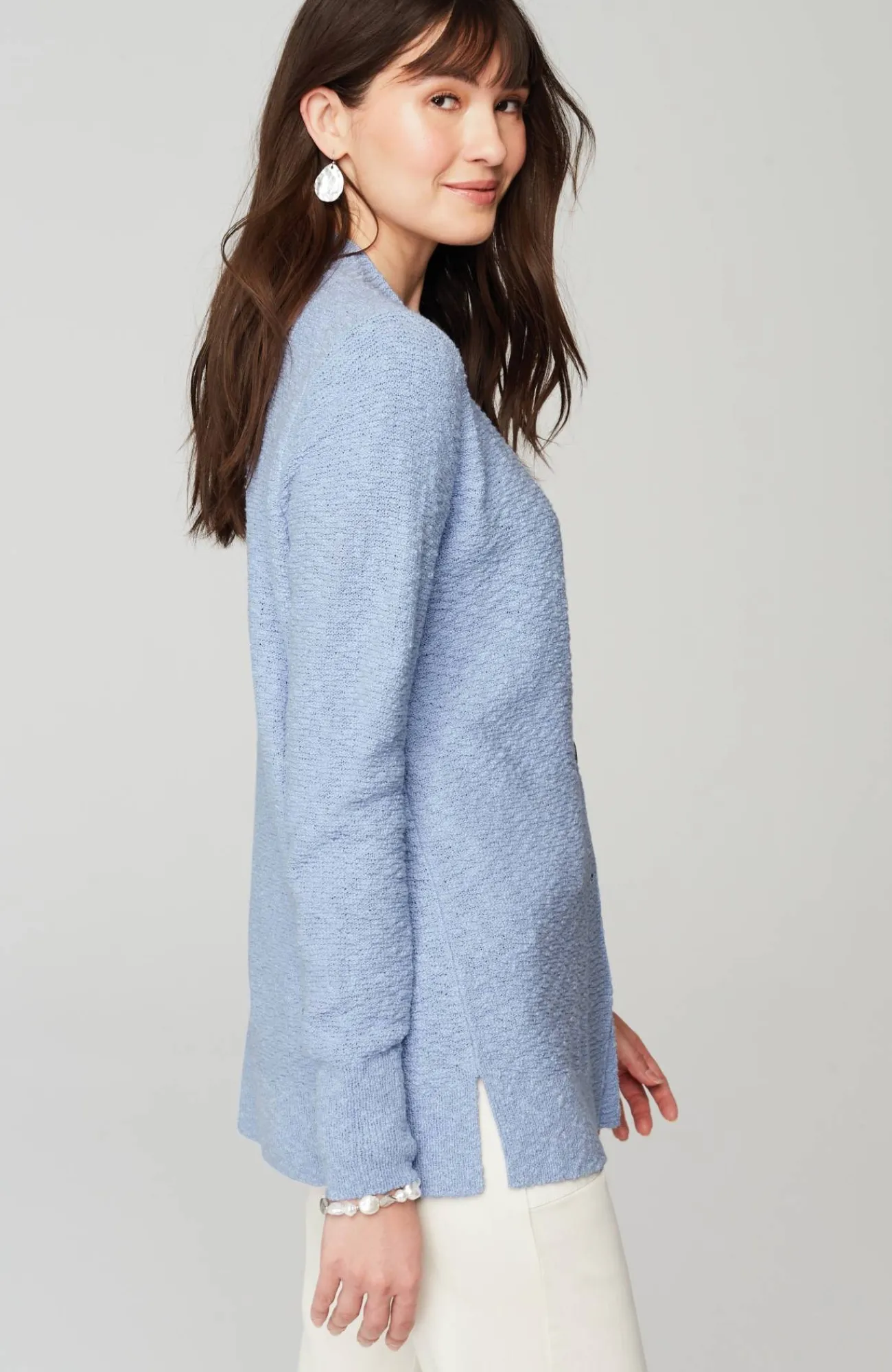 J.Jill Slub-Textured Button-Front Cardi Fashion