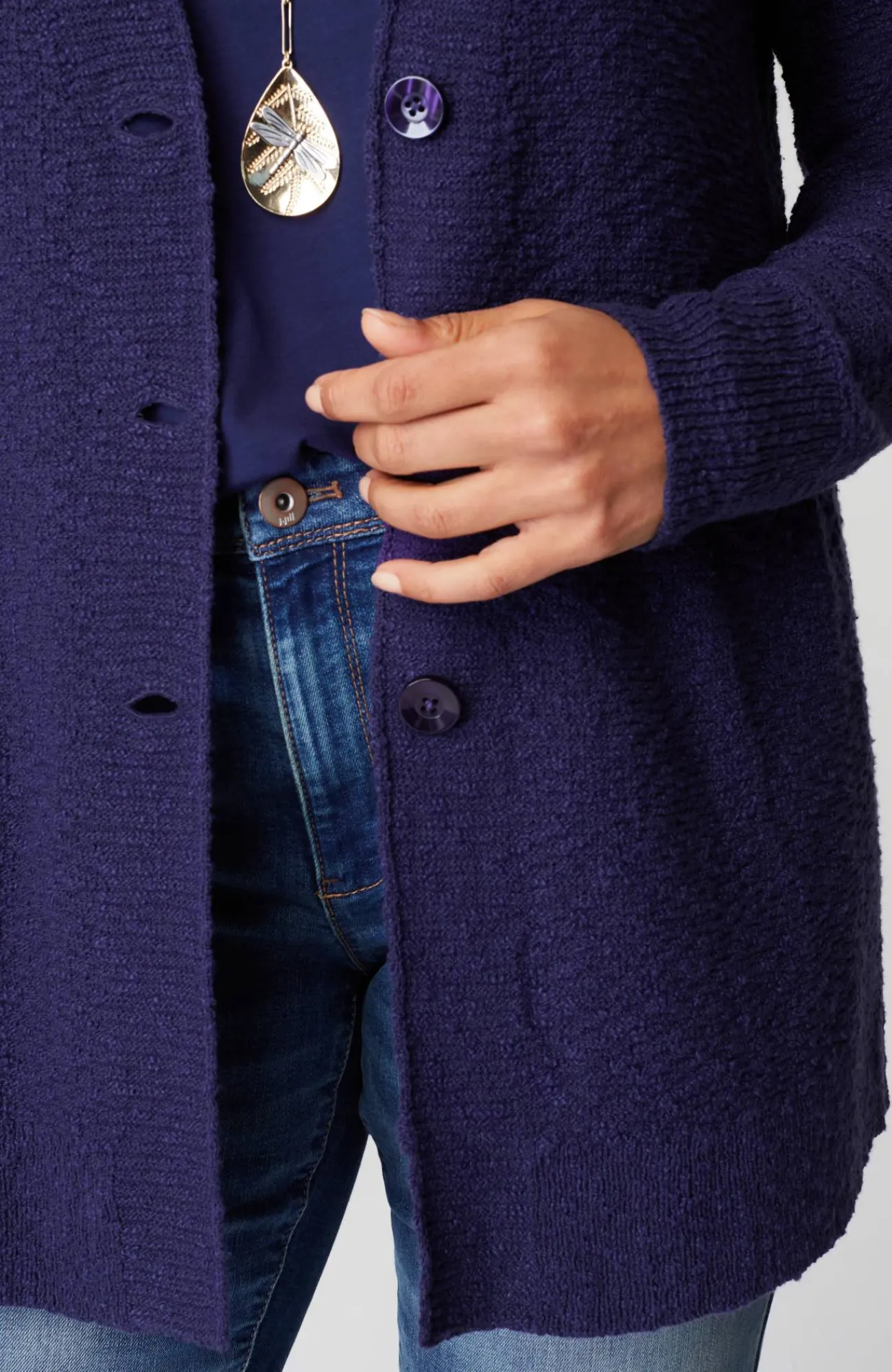 J.Jill Slub-Textured Button-Front Cardi Fashion