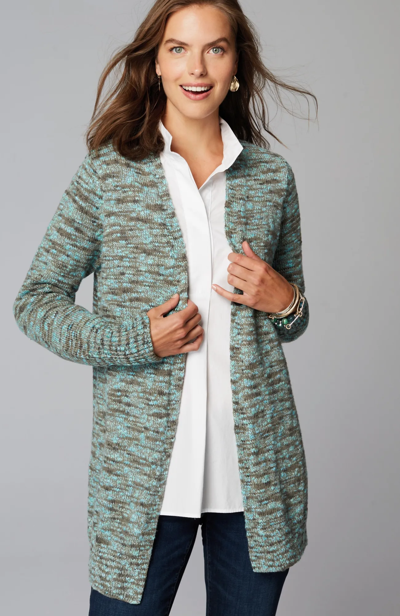 J.Jill Slub-Textured Space-Dyed Cardi Best