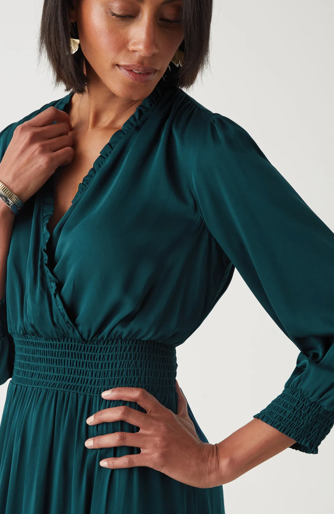J.Jill Smocked Sateen Dress Sale