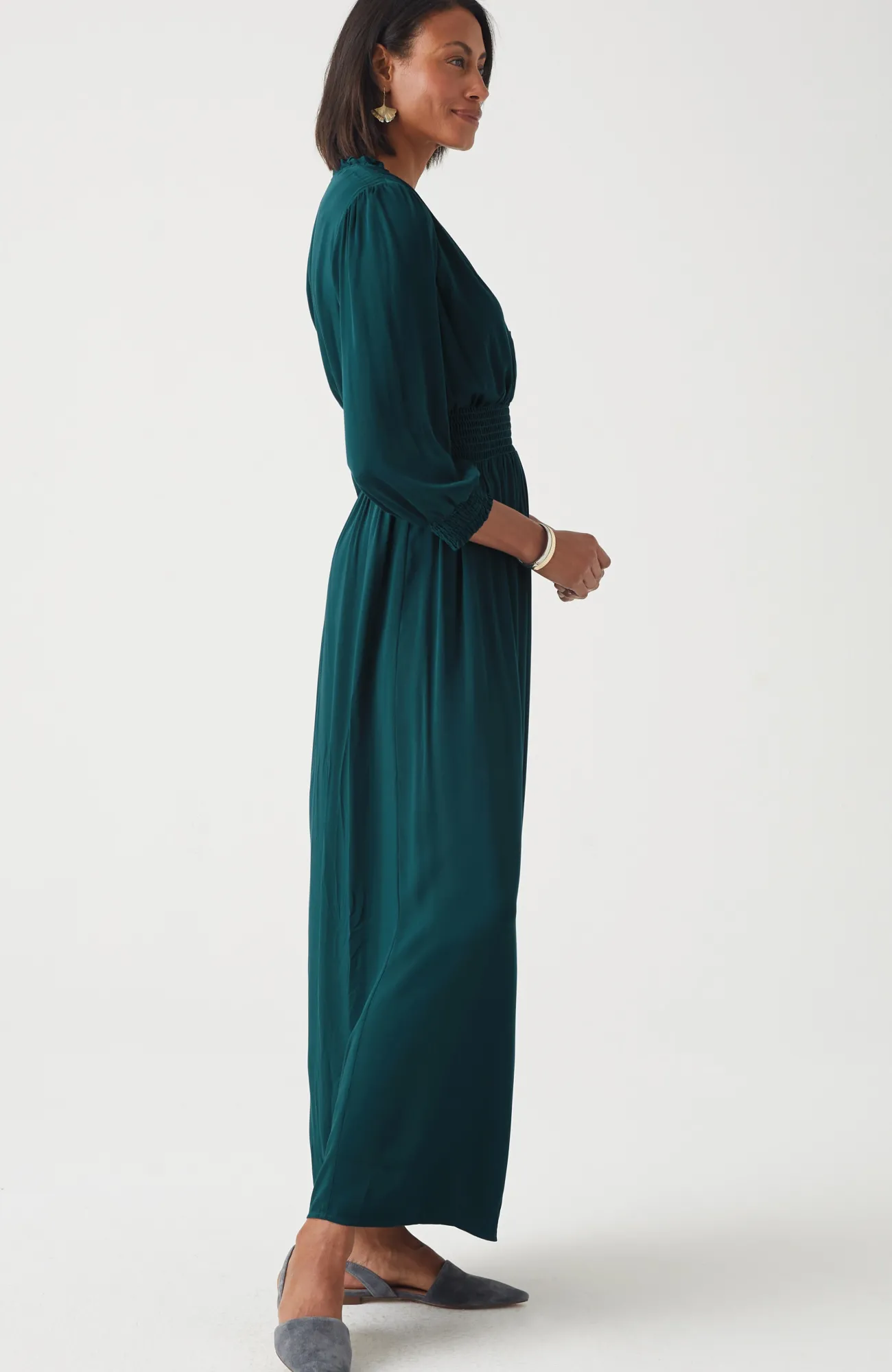 J.Jill Smocked Sateen Dress Sale