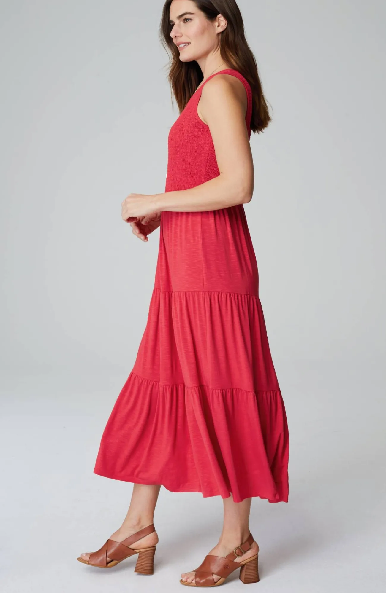 J.Jill Smocked Tiered Midi Dress Cheap