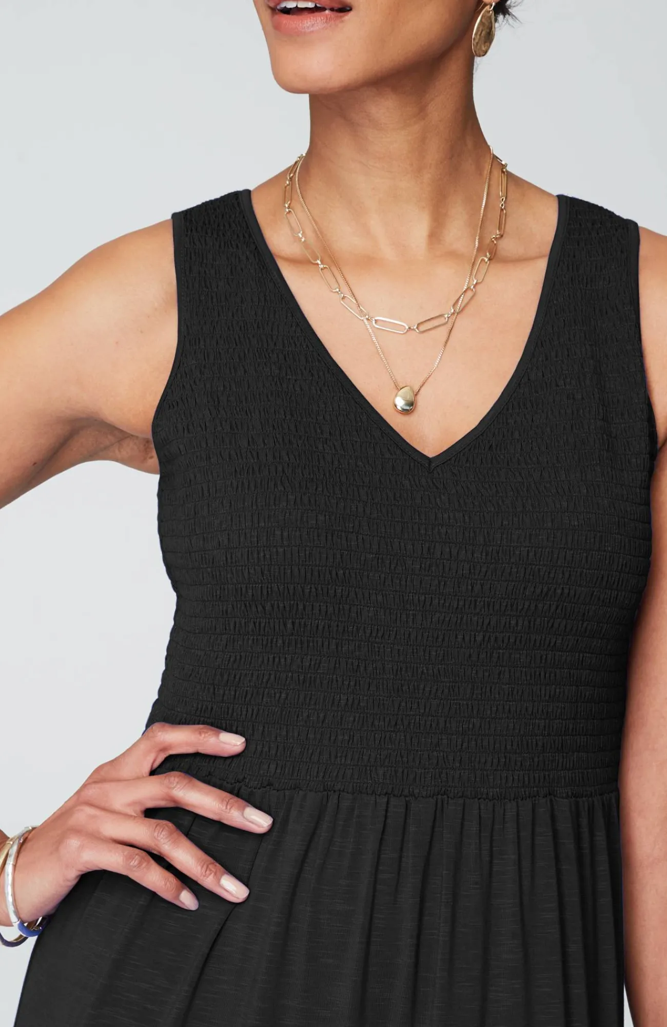 J.Jill Smocked Tiered Midi Dress Cheap