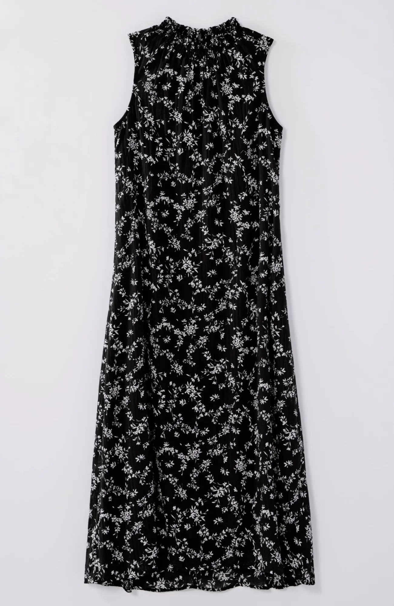 J.Jill Smocked-Neck Maxi Dress Black Delicate Daisies New