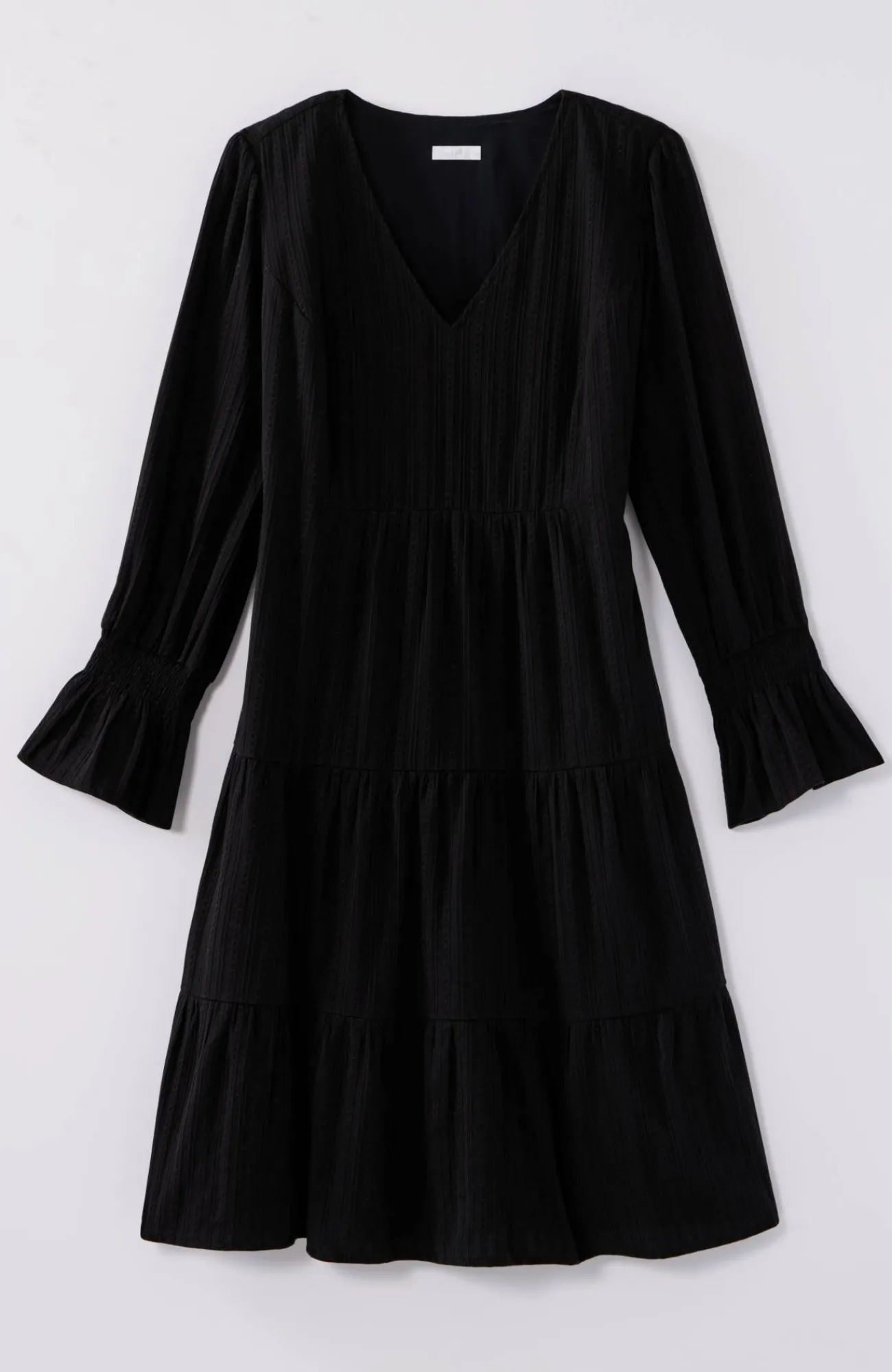 J.Jill Smocked-Sleeves Tiered Dress Black Best Sale