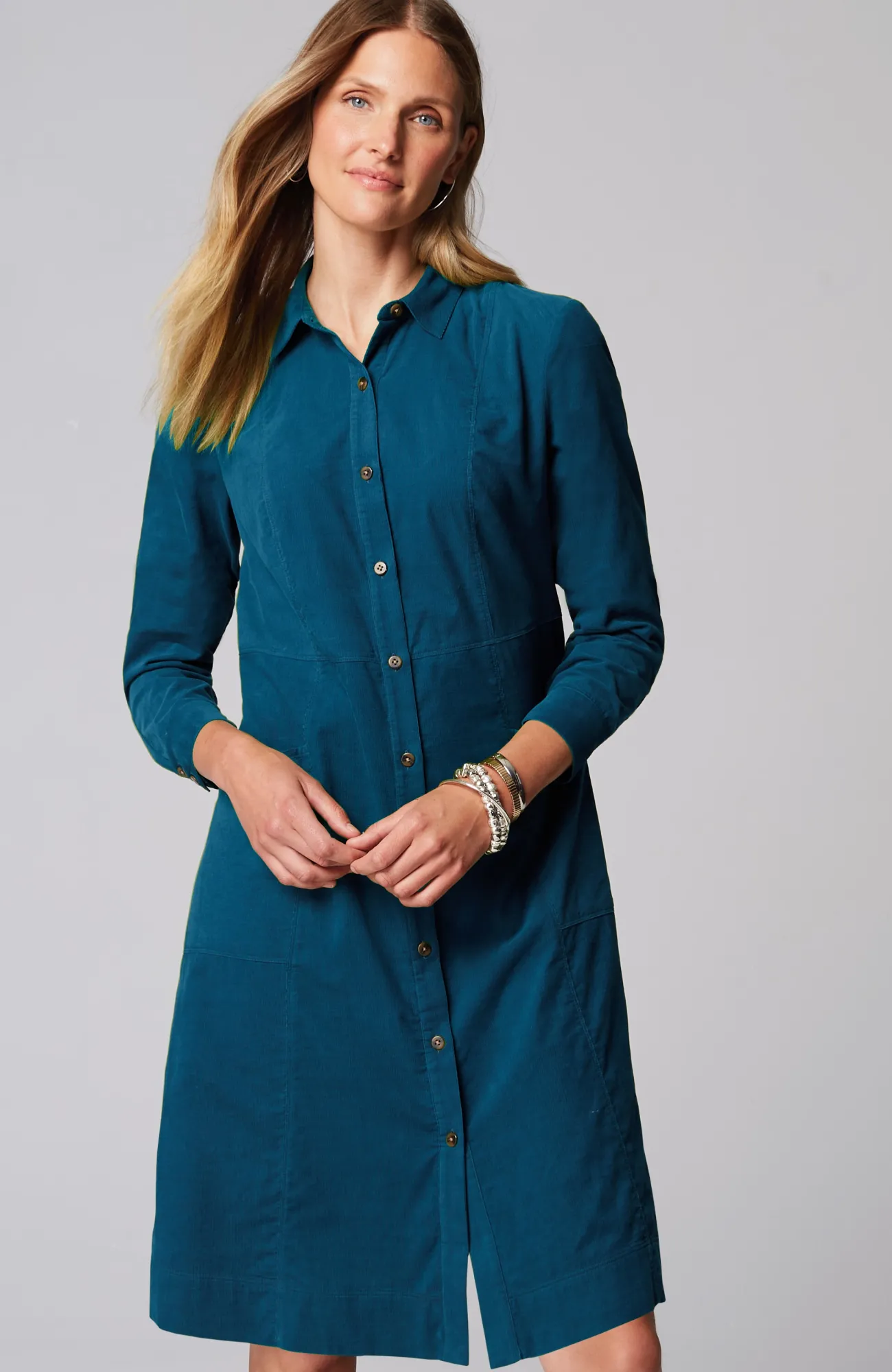 J.Jill Soft Cord Shirtdress Peacock Blue Cheap