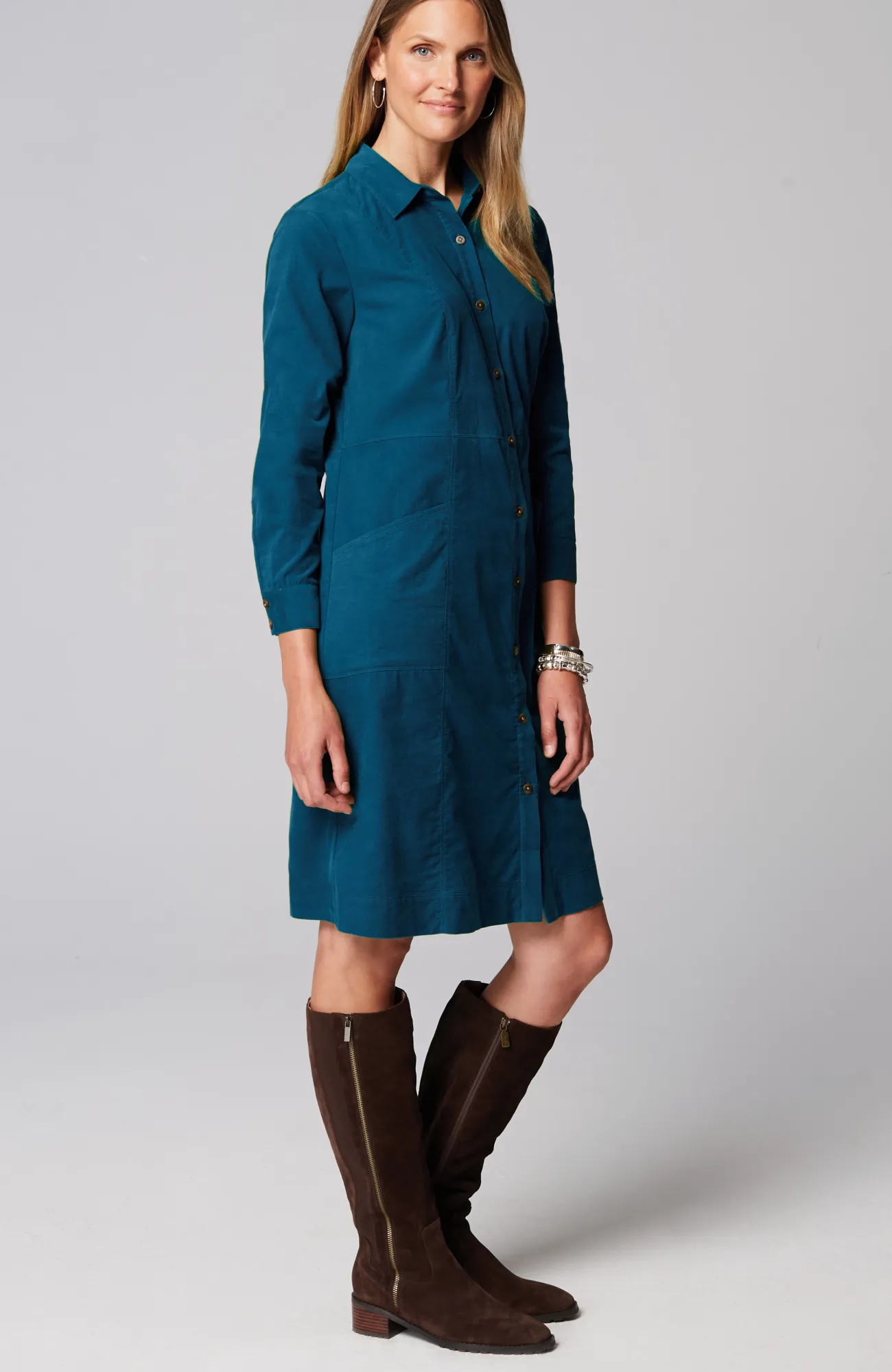 J.Jill Soft Cord Shirtdress Peacock Blue Cheap