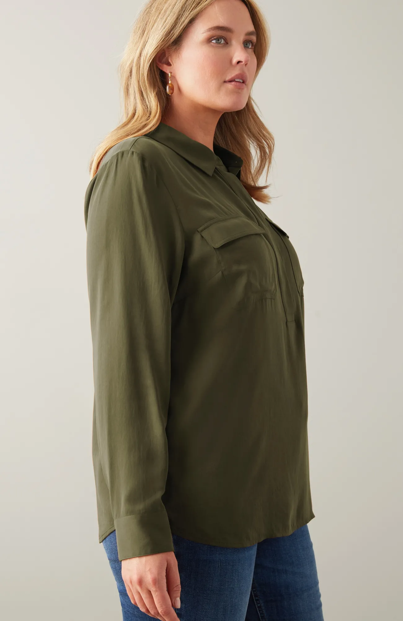 J.Jill Soft Luxe Utility Popover Vicuna Whimsical Woodland Online