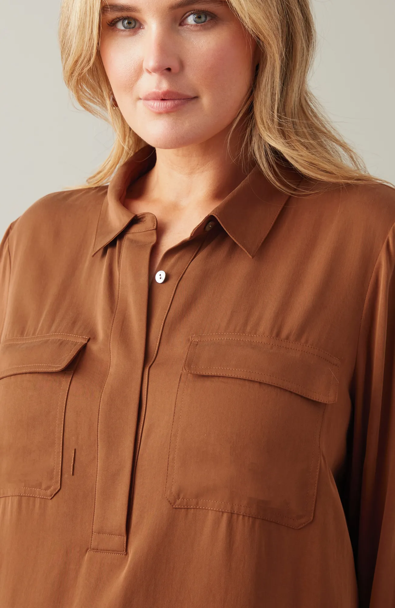 J.Jill Soft Luxe Utility Popover Vicuna Whimsical Woodland Online
