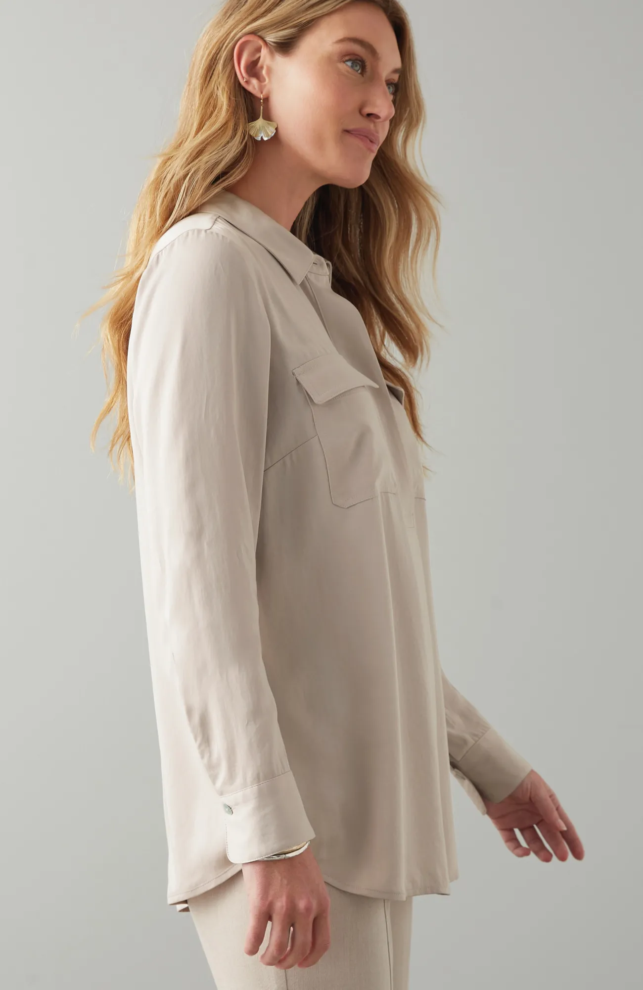 J.Jill Soft Luxe Utility Popover Vicuna Whimsical Woodland Online