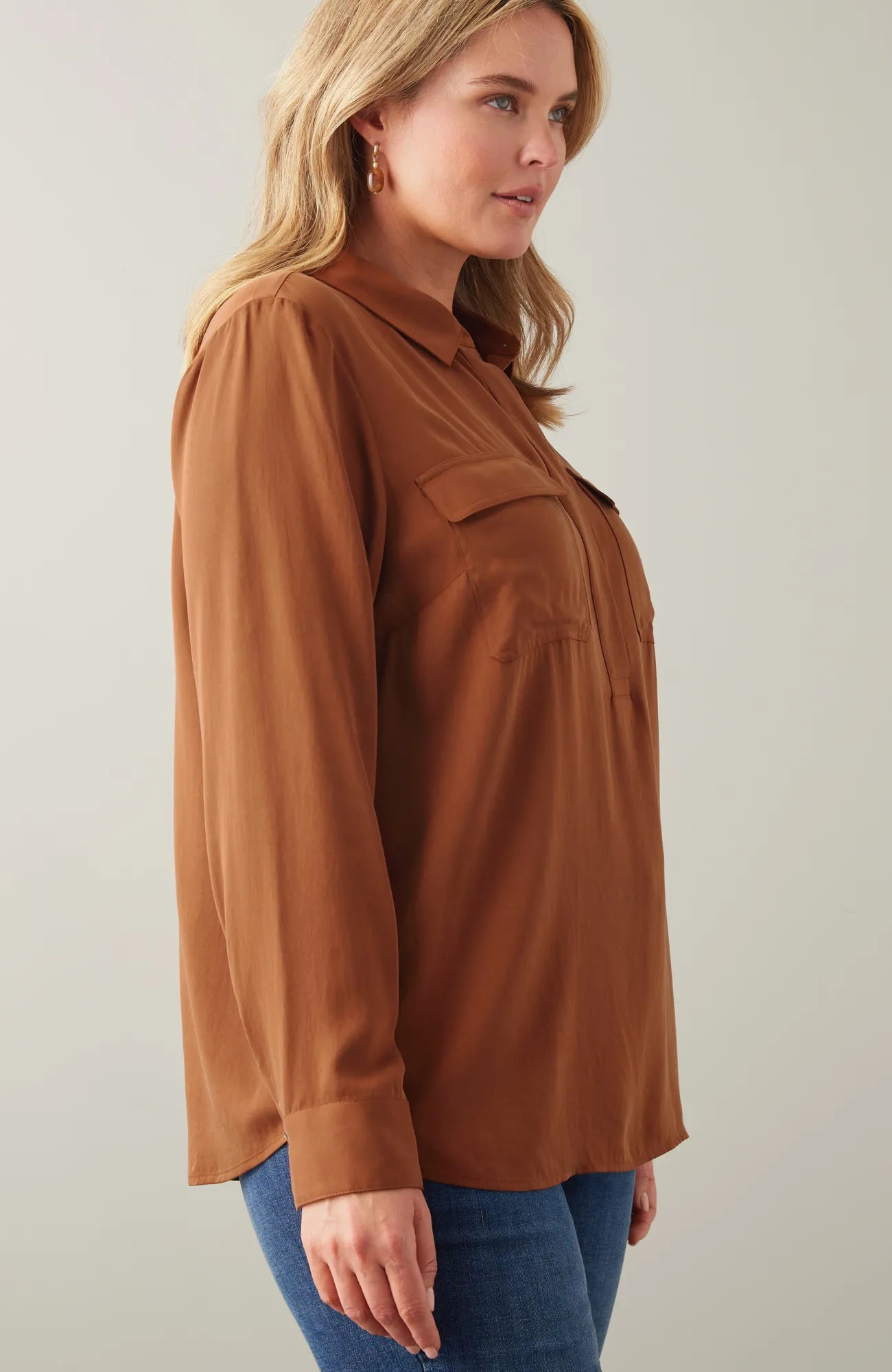 J.Jill Soft Luxe Utility Popover Vicuna Whimsical Woodland Online