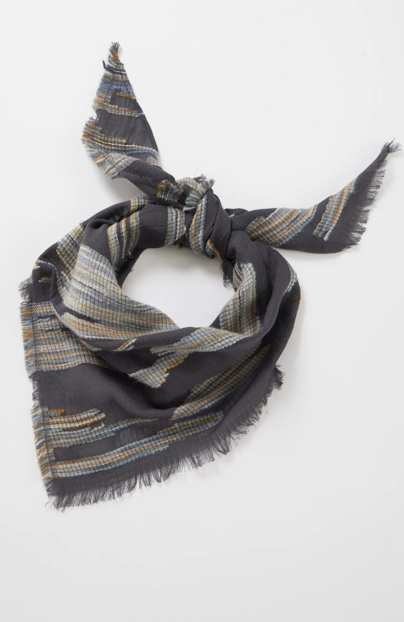 J.Jill Space-Dyed Textured Triangle Scarf Grey Onyx New