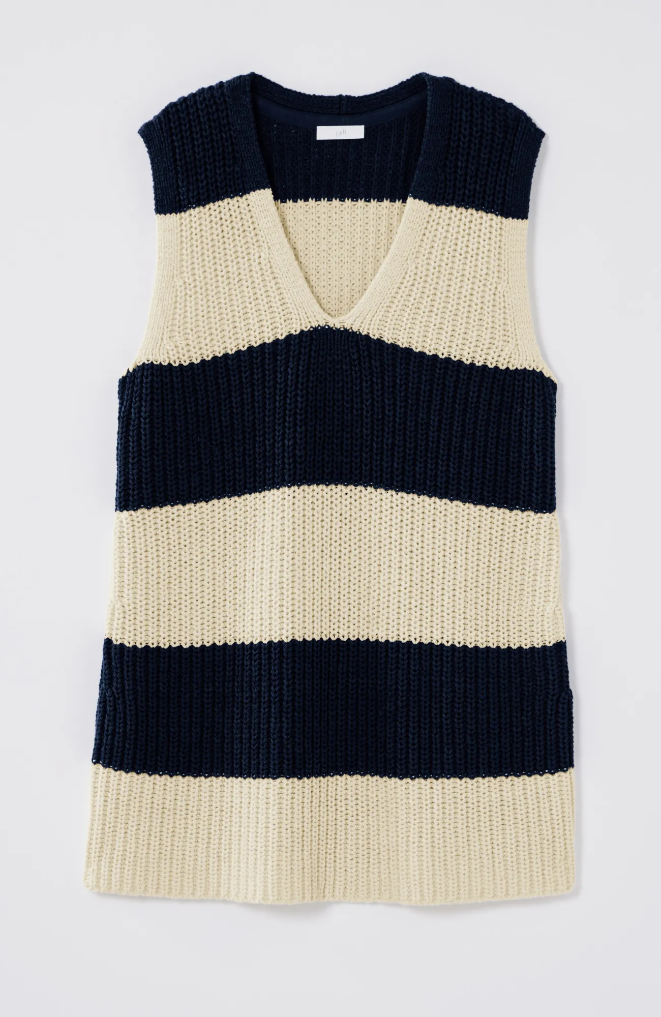 J.Jill Striped Pullover Vest True Navy/cream Fashion