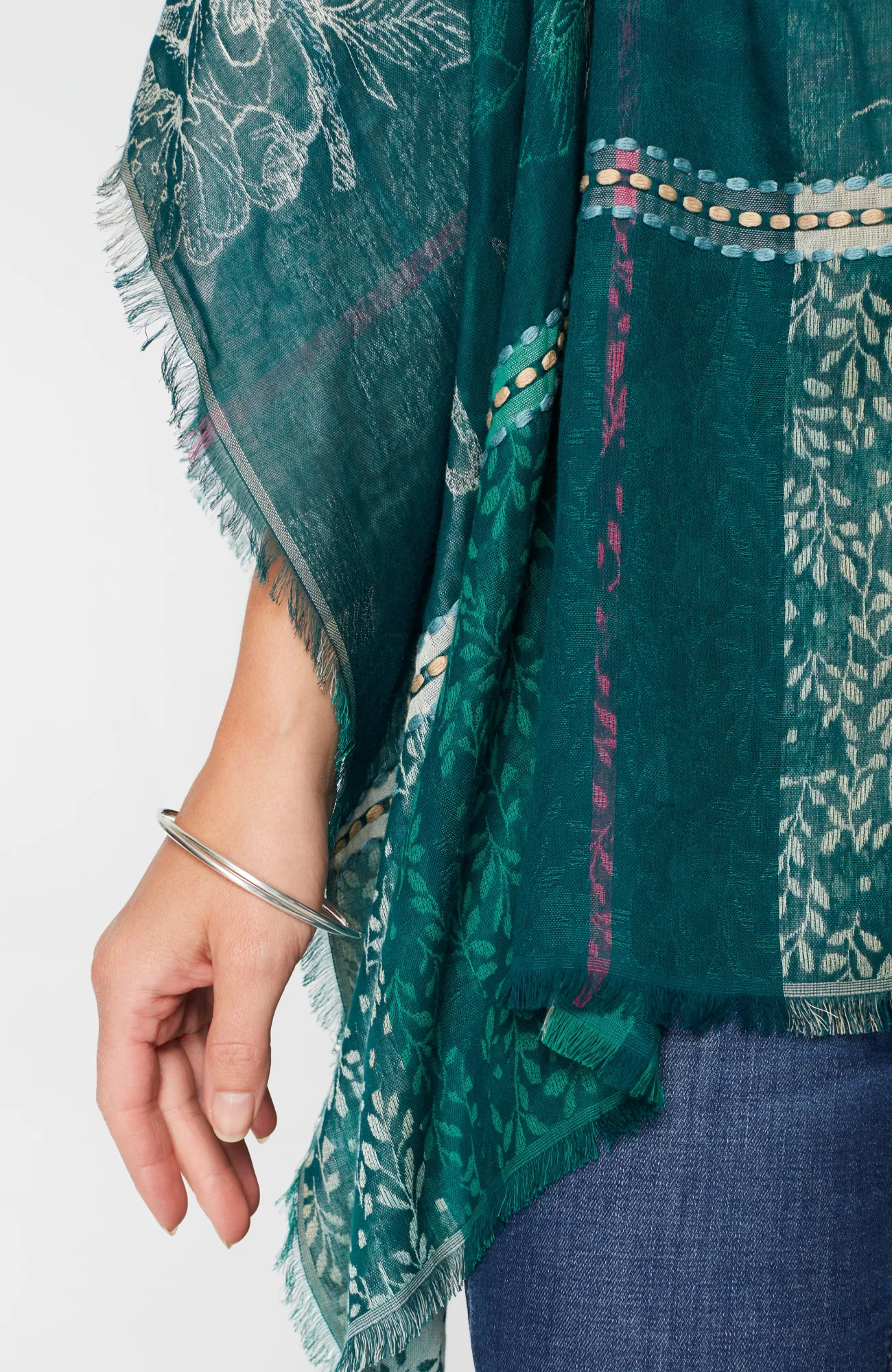 J.Jill Tapestry Jacquard Poncho Evergreen Multi Online