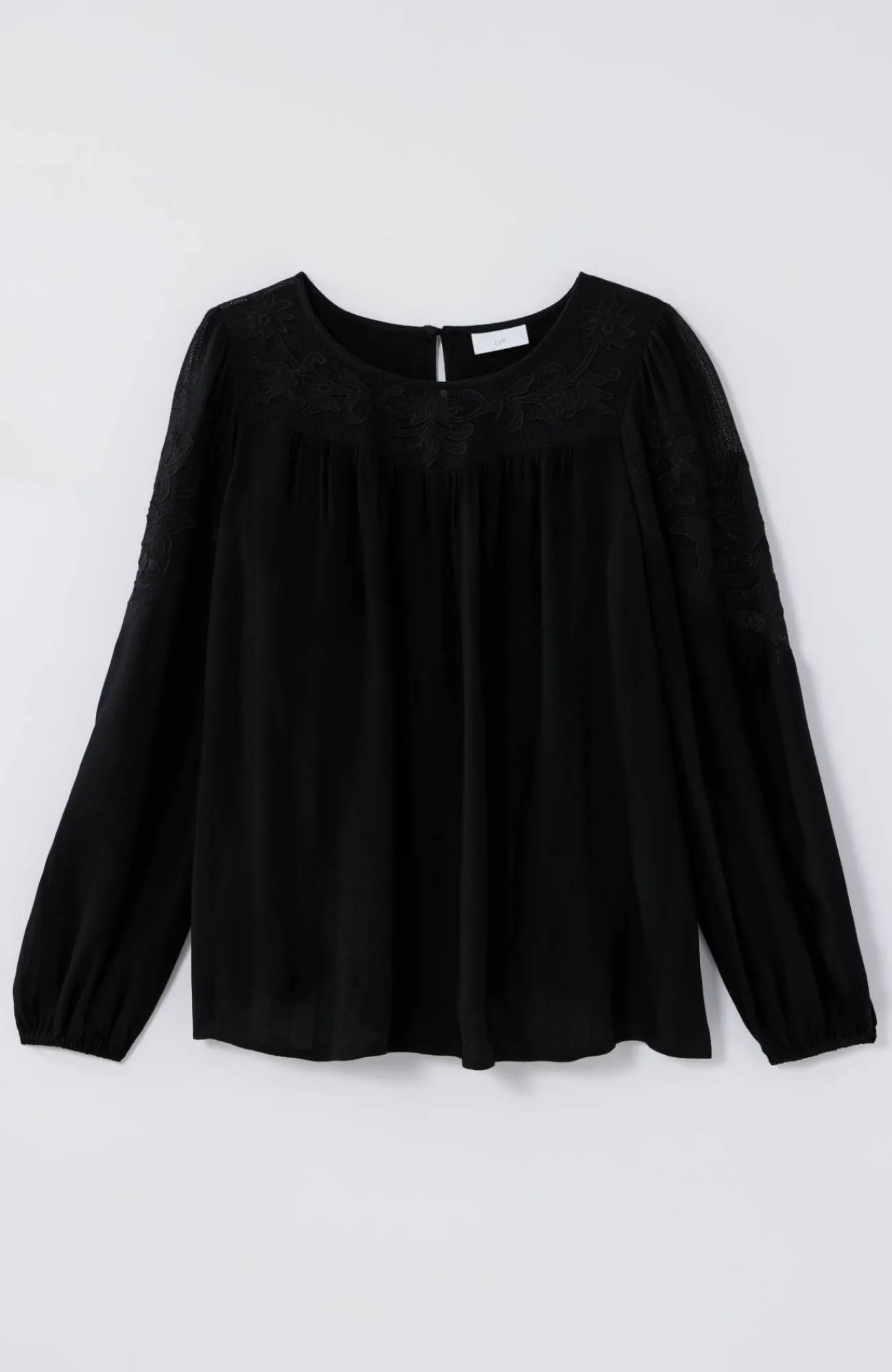 J.Jill Textured Appliqué Top Black Hot