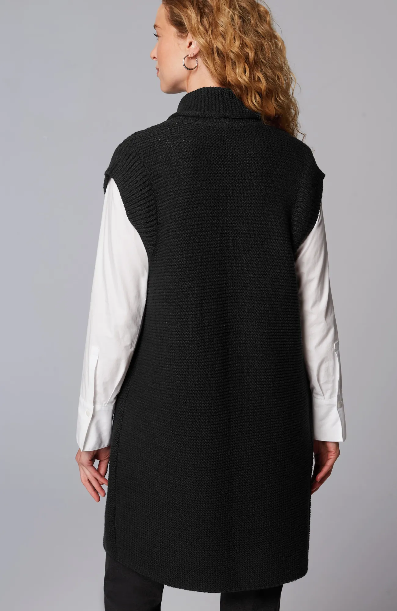J.Jill Textured Long Gilet Vest Black Best