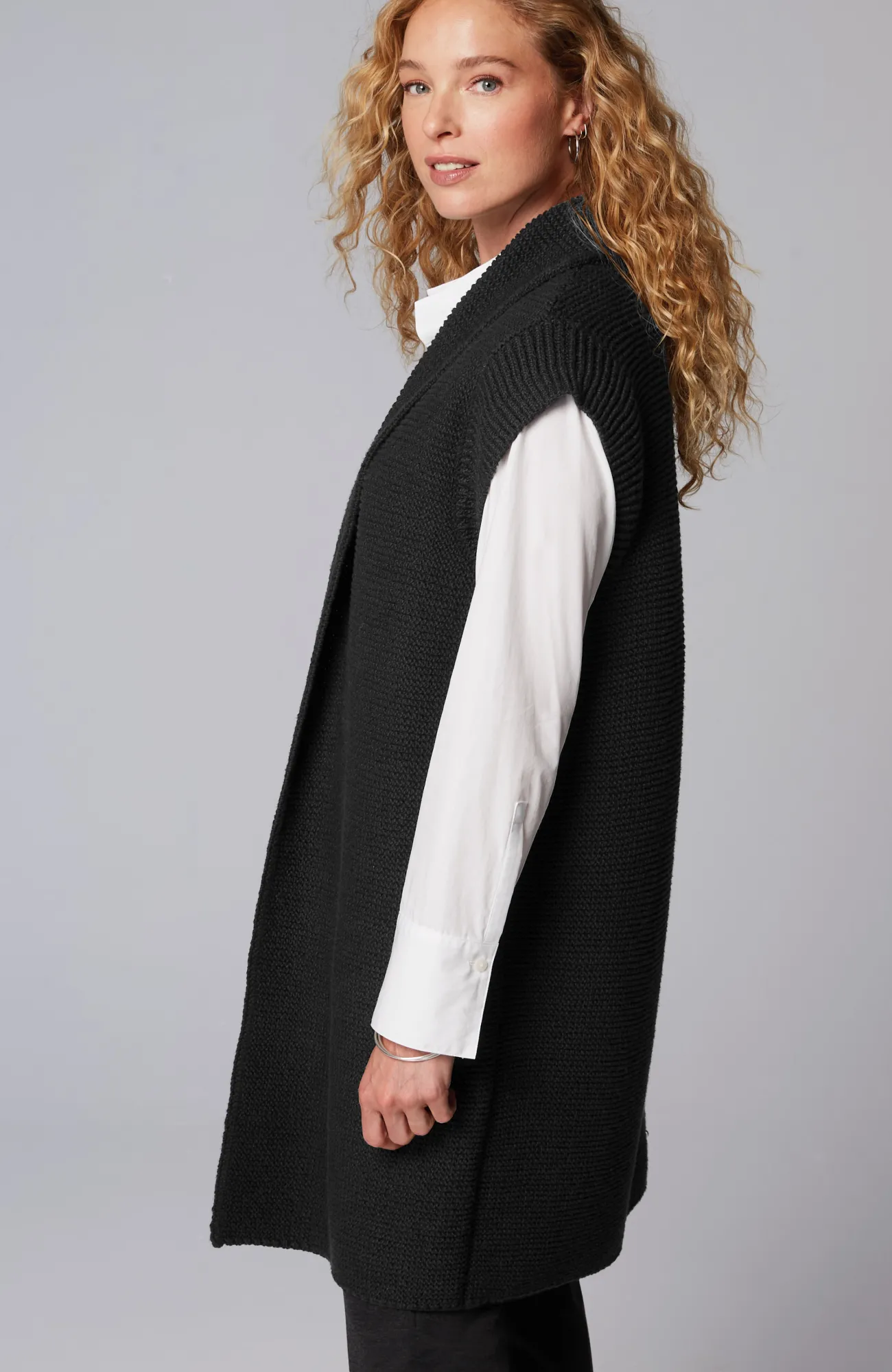 J.Jill Textured Long Gilet Vest Tamarind Fashion