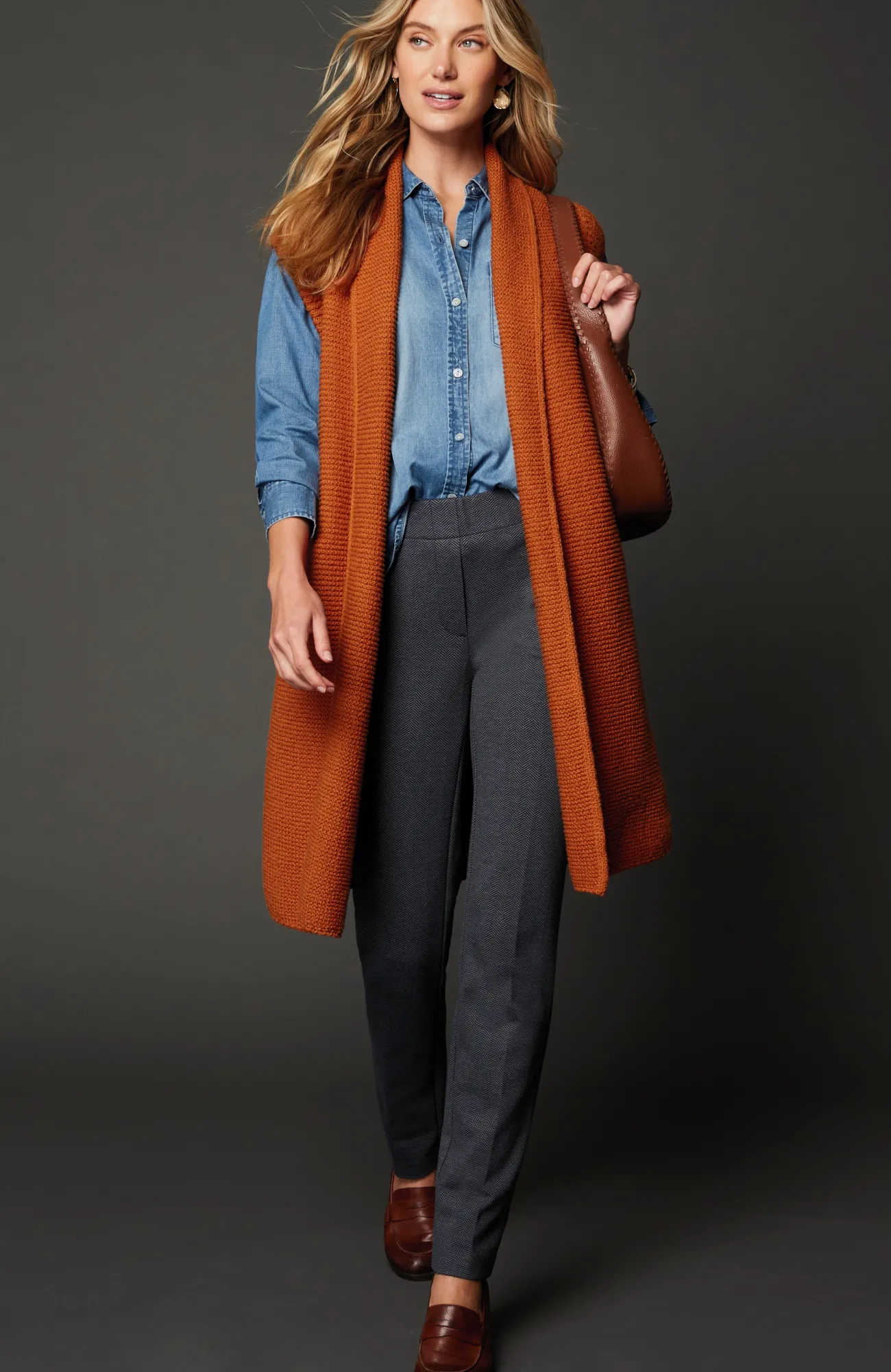 J.Jill Textured Long Gilet Vest Black Best