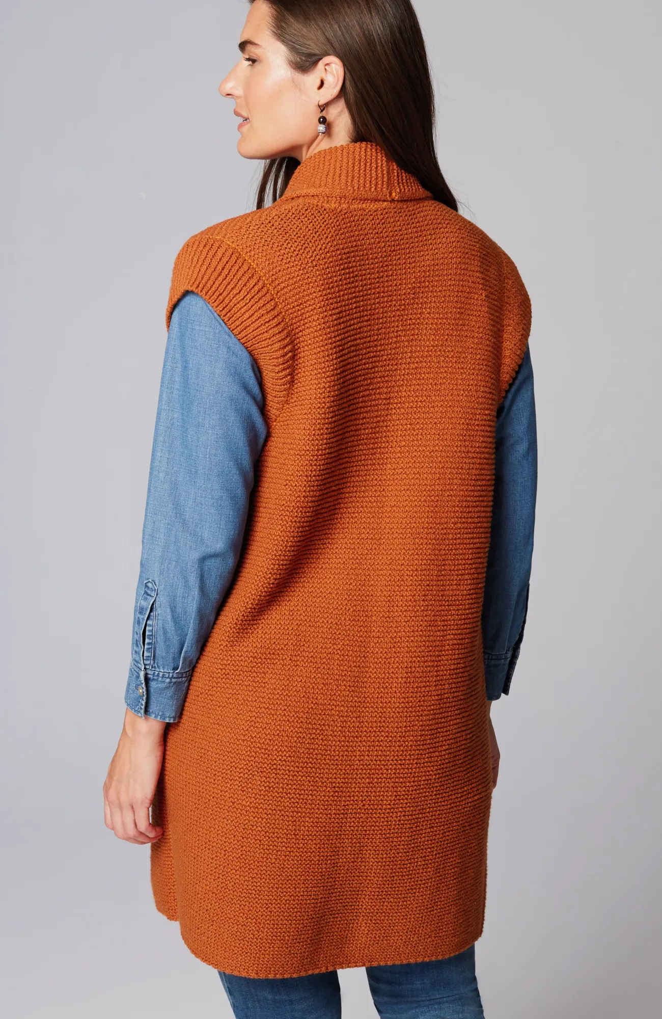 J.Jill Textured Long Gilet Vest Black Best
