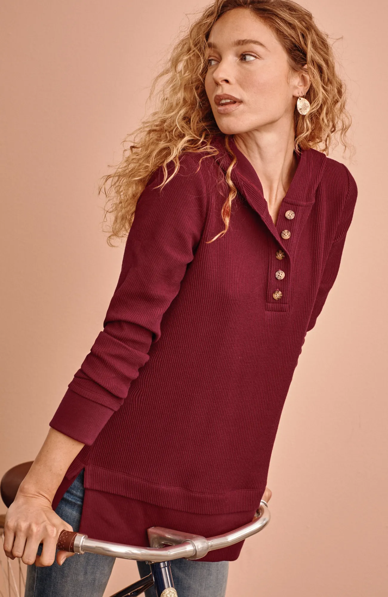 J.Jill Textured-Knit Hoodie Tunic Clearance