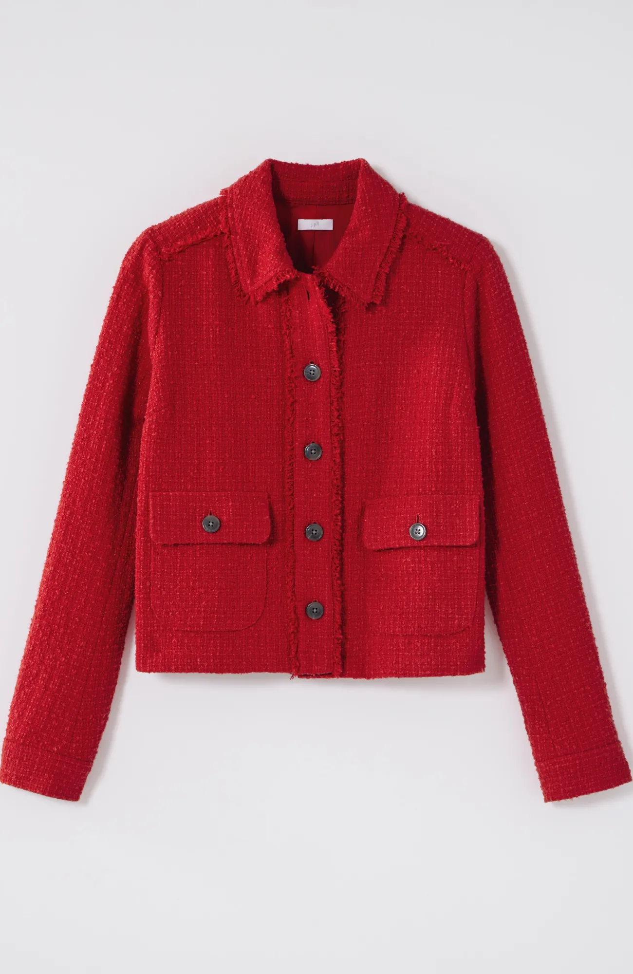 J.Jill Textured-Tweed Jacket Ruby Red Clearance
